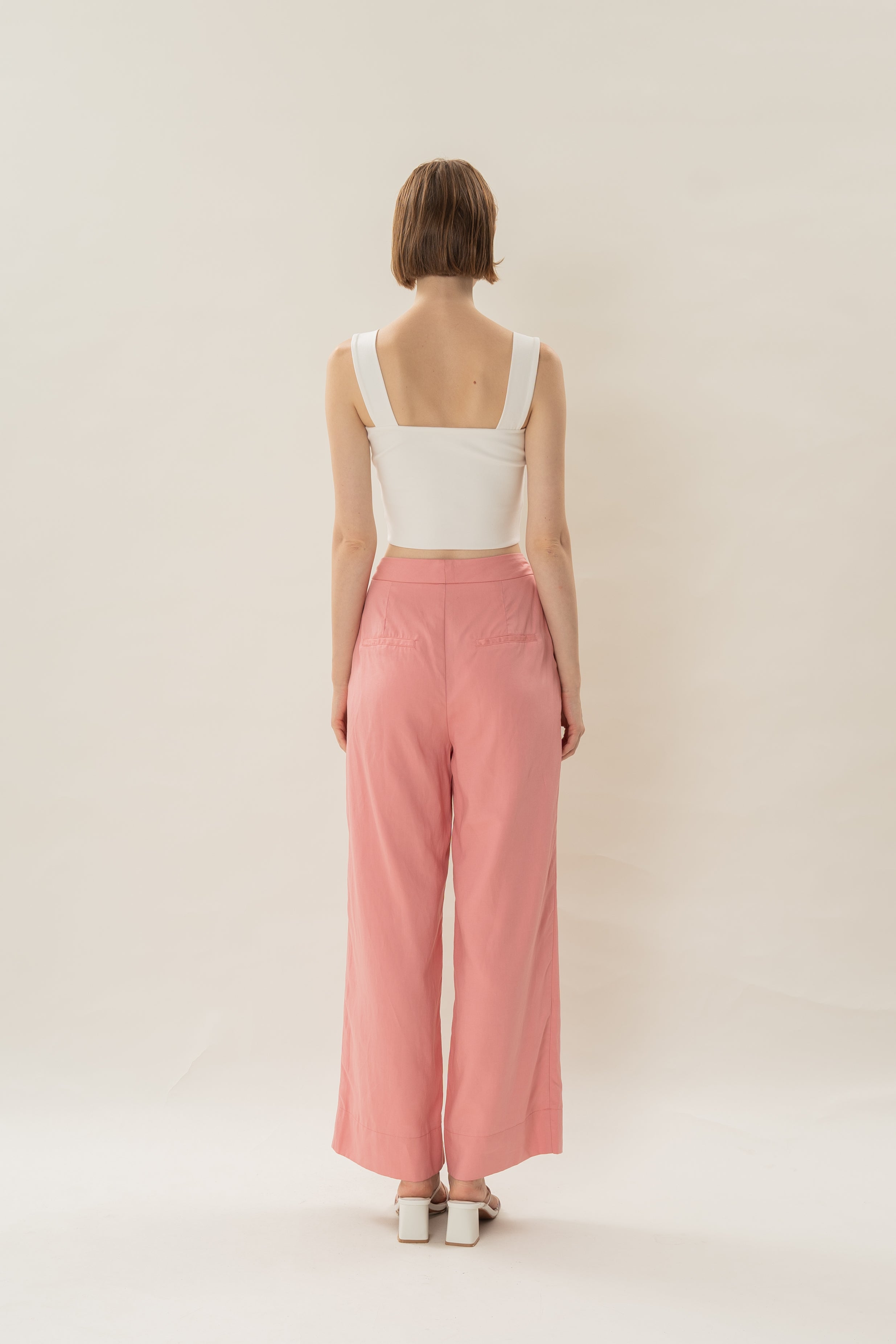 Classic Pleated Trousers in Pink