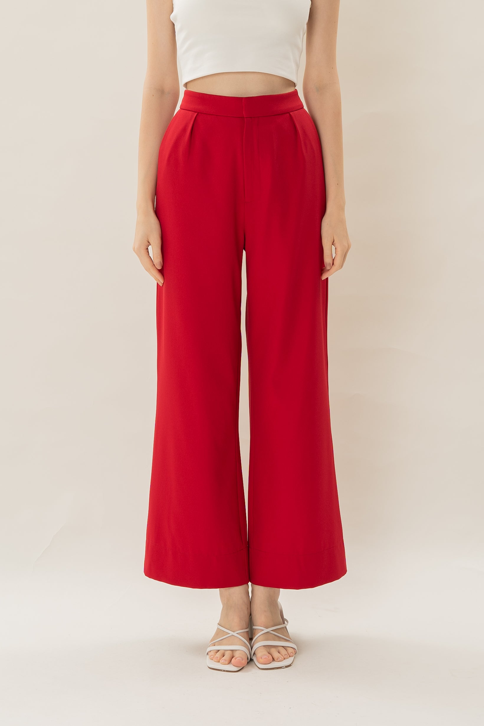 Classic Pleated Trousers in Red