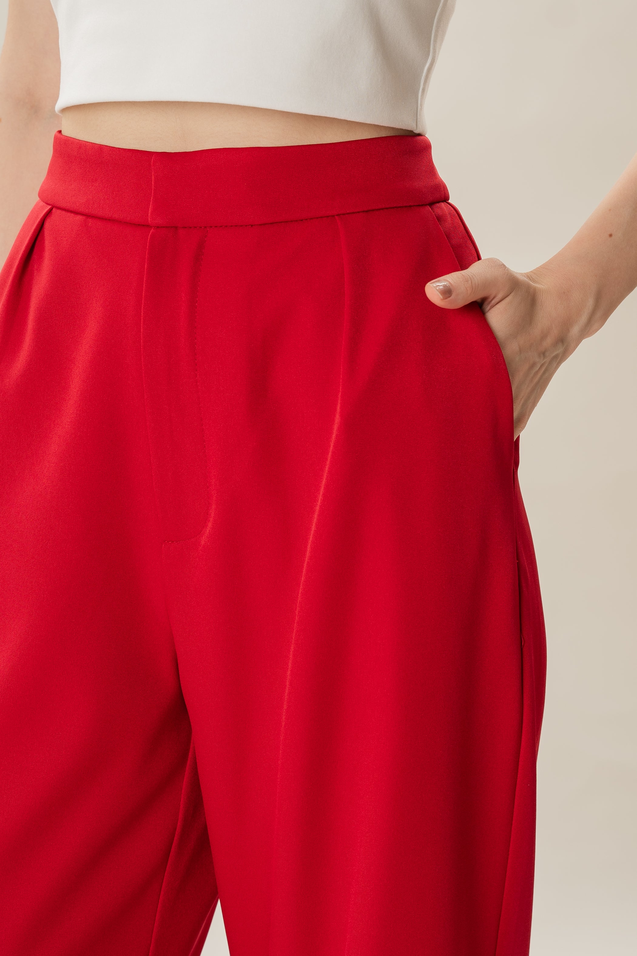 Classic Pleated Trousers in Red