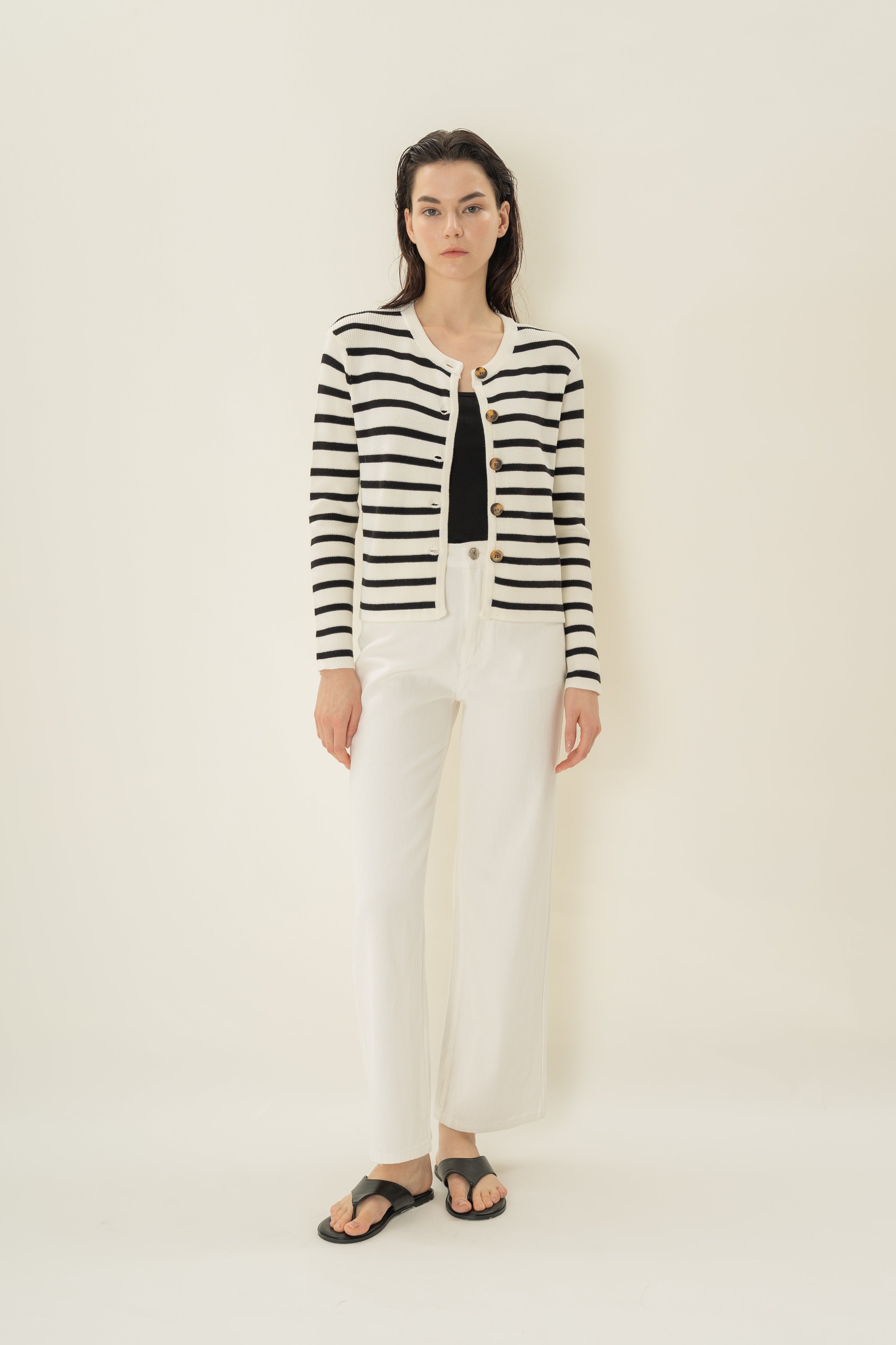 Classic Knitted Cardigan in Stripe