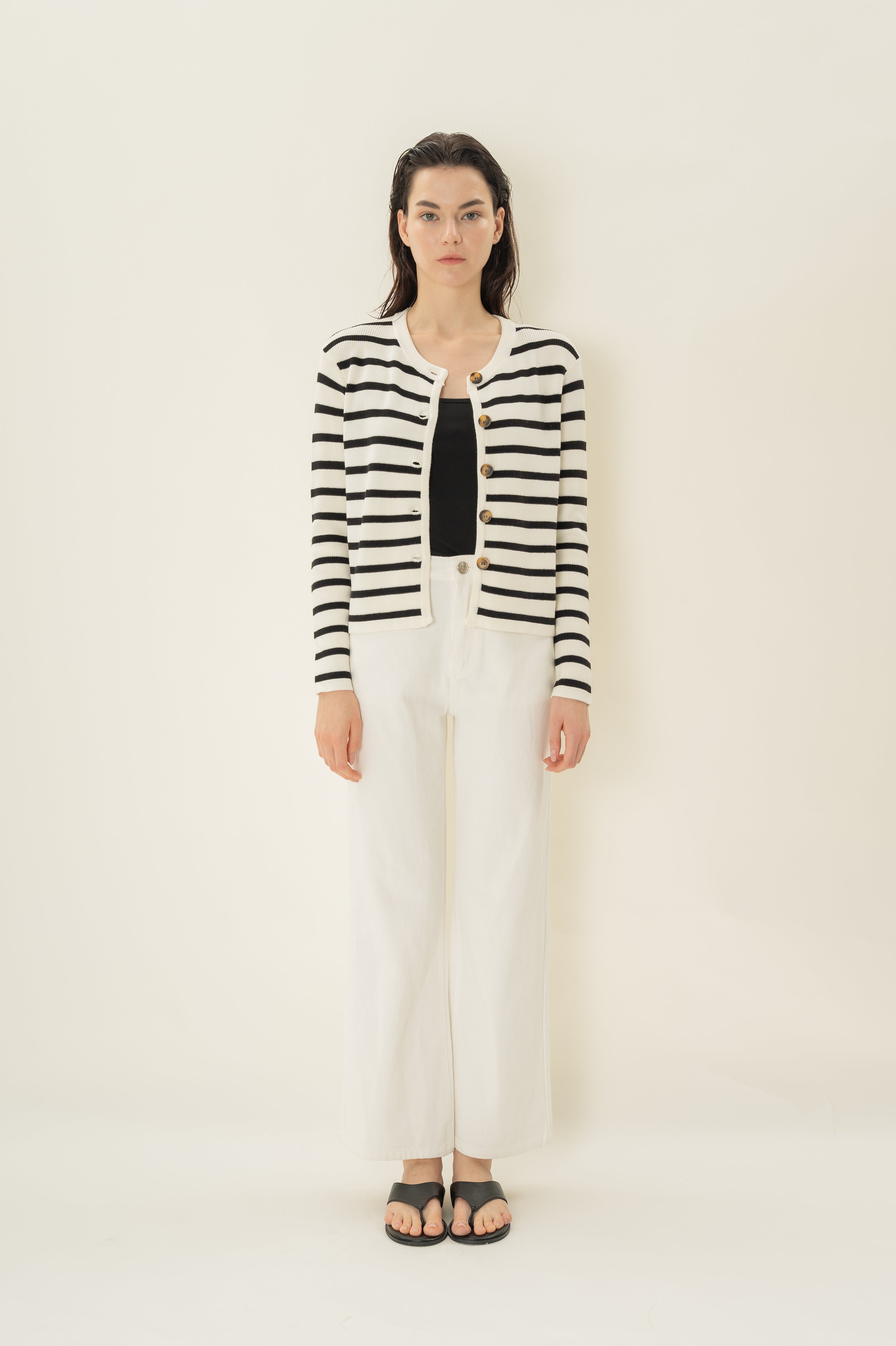 Classic Knitted Cardigan in Stripe