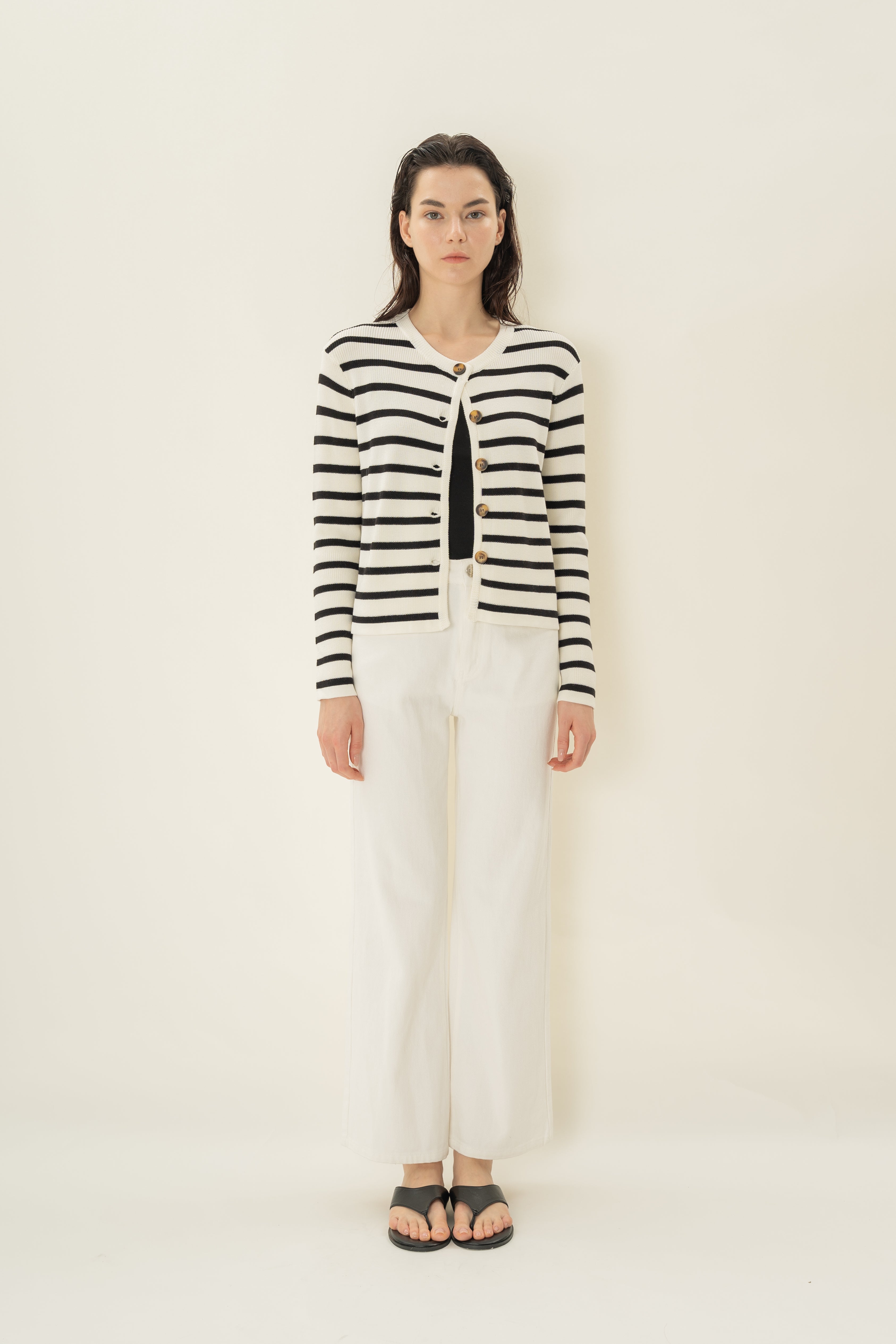 Classic Knitted Cardigan in Stripe