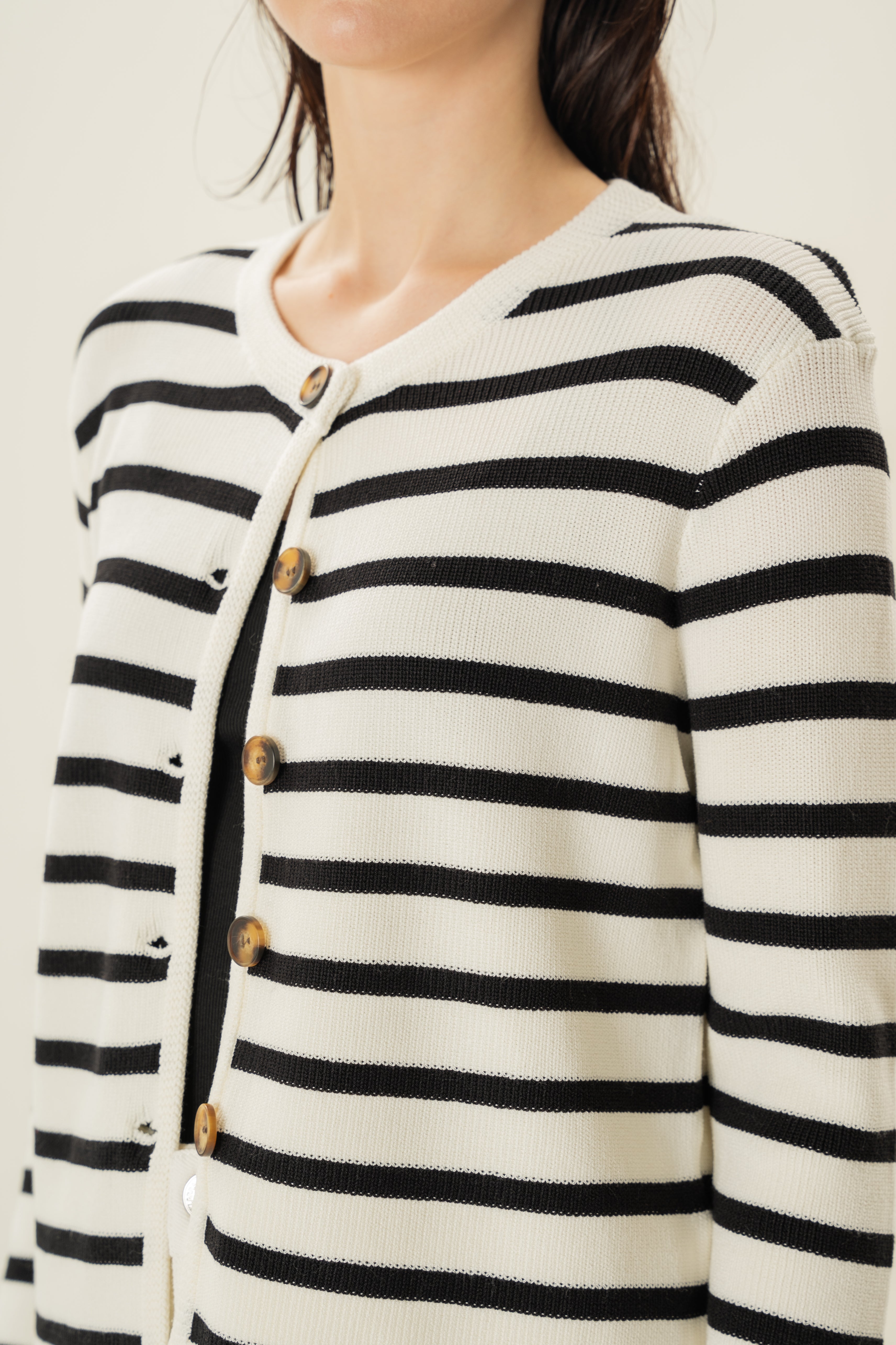 Classic Knitted Cardigan in Stripe