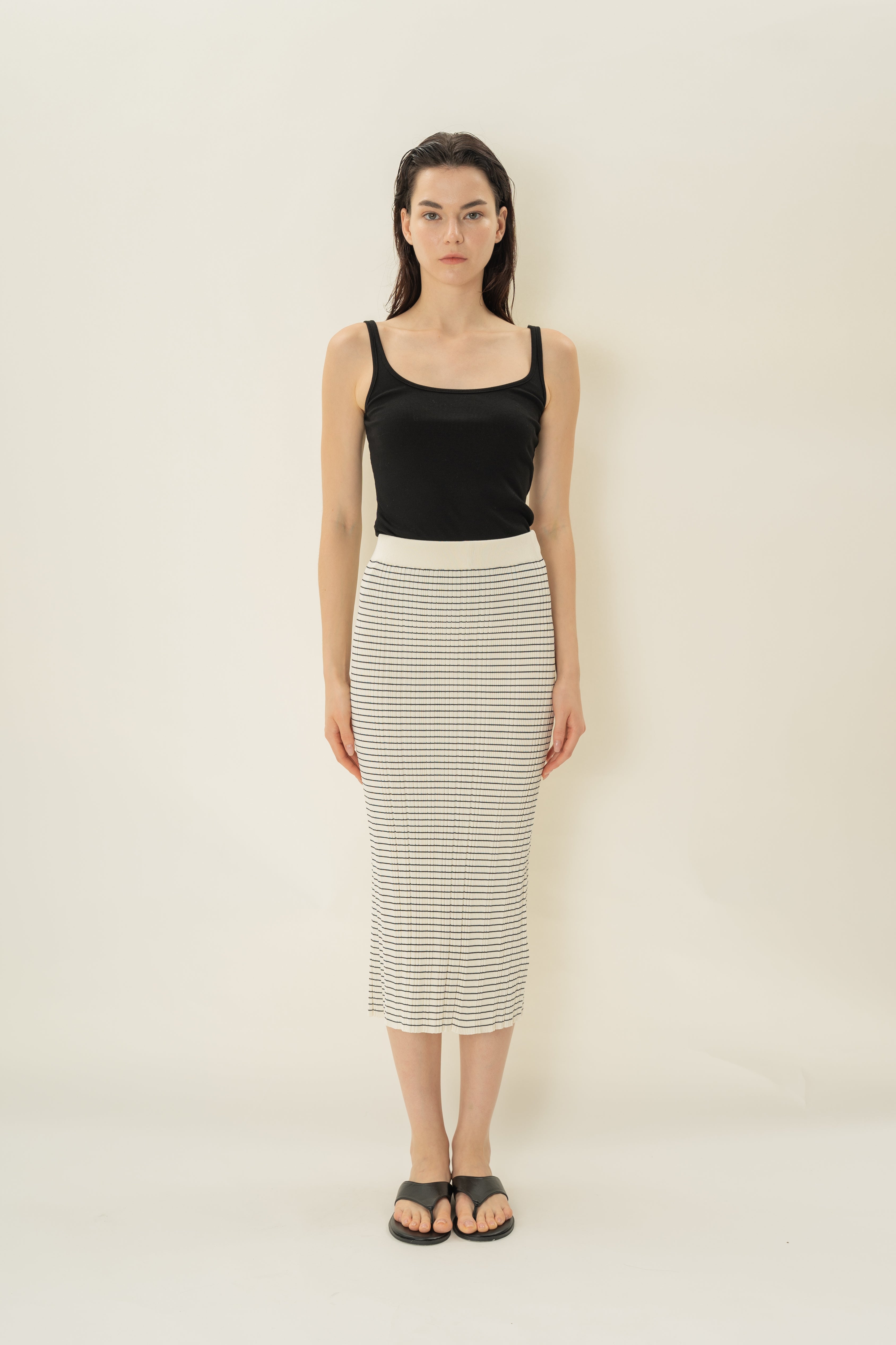 Column Knit Skirt in Stripe