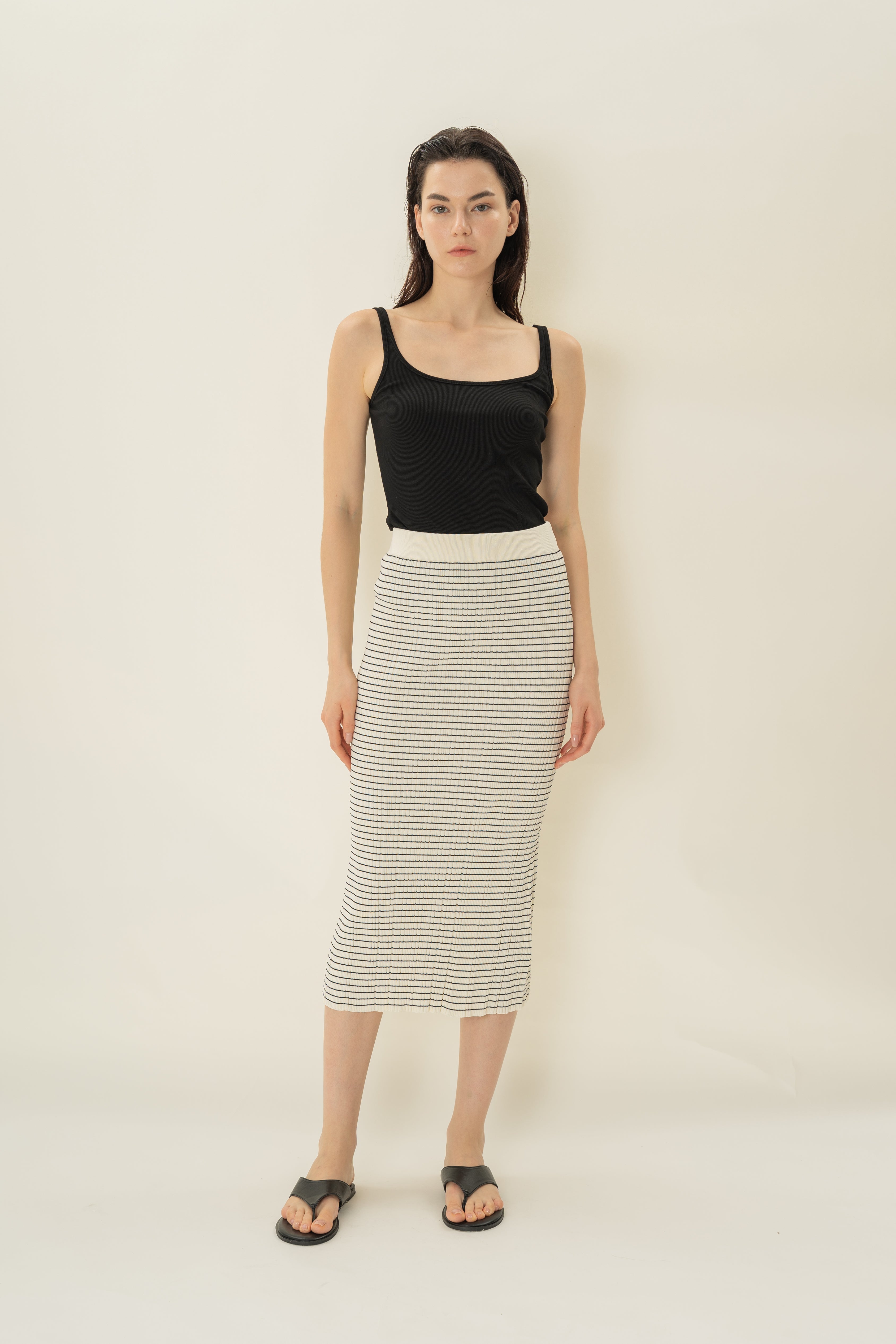 Column Knit Skirt in Stripe