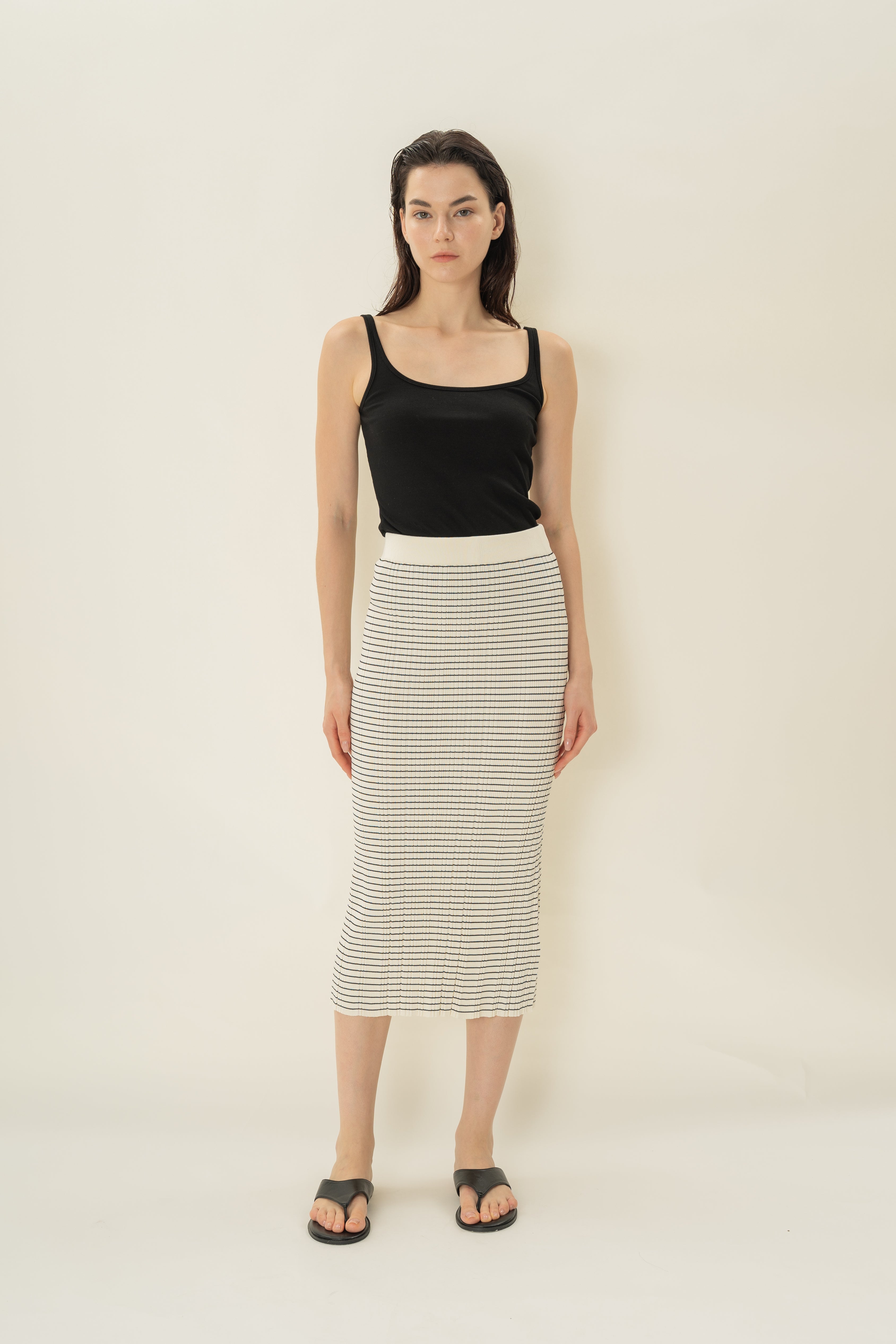 Column Knit Skirt in Stripe