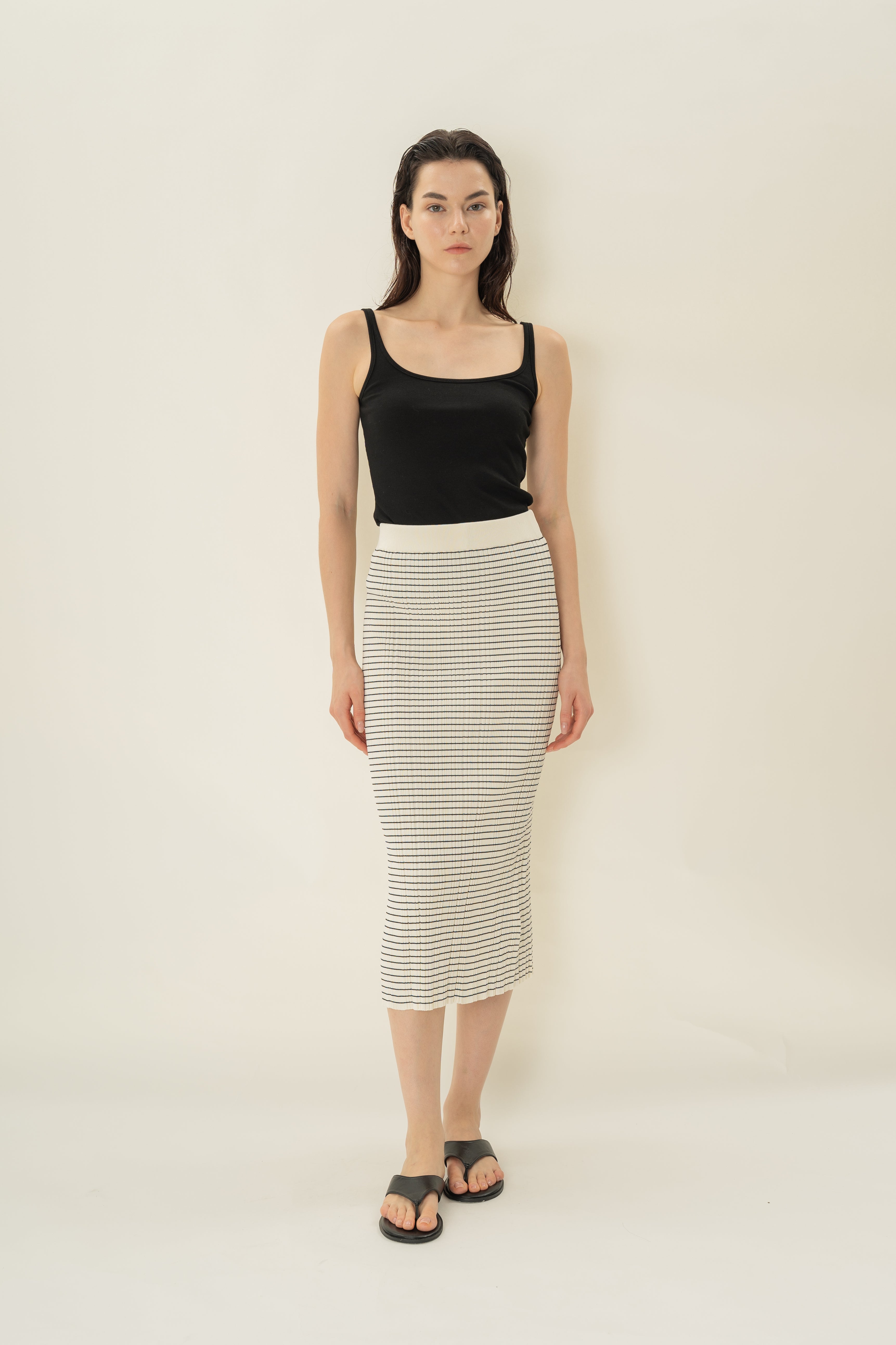 Column Knit Skirt in Stripe