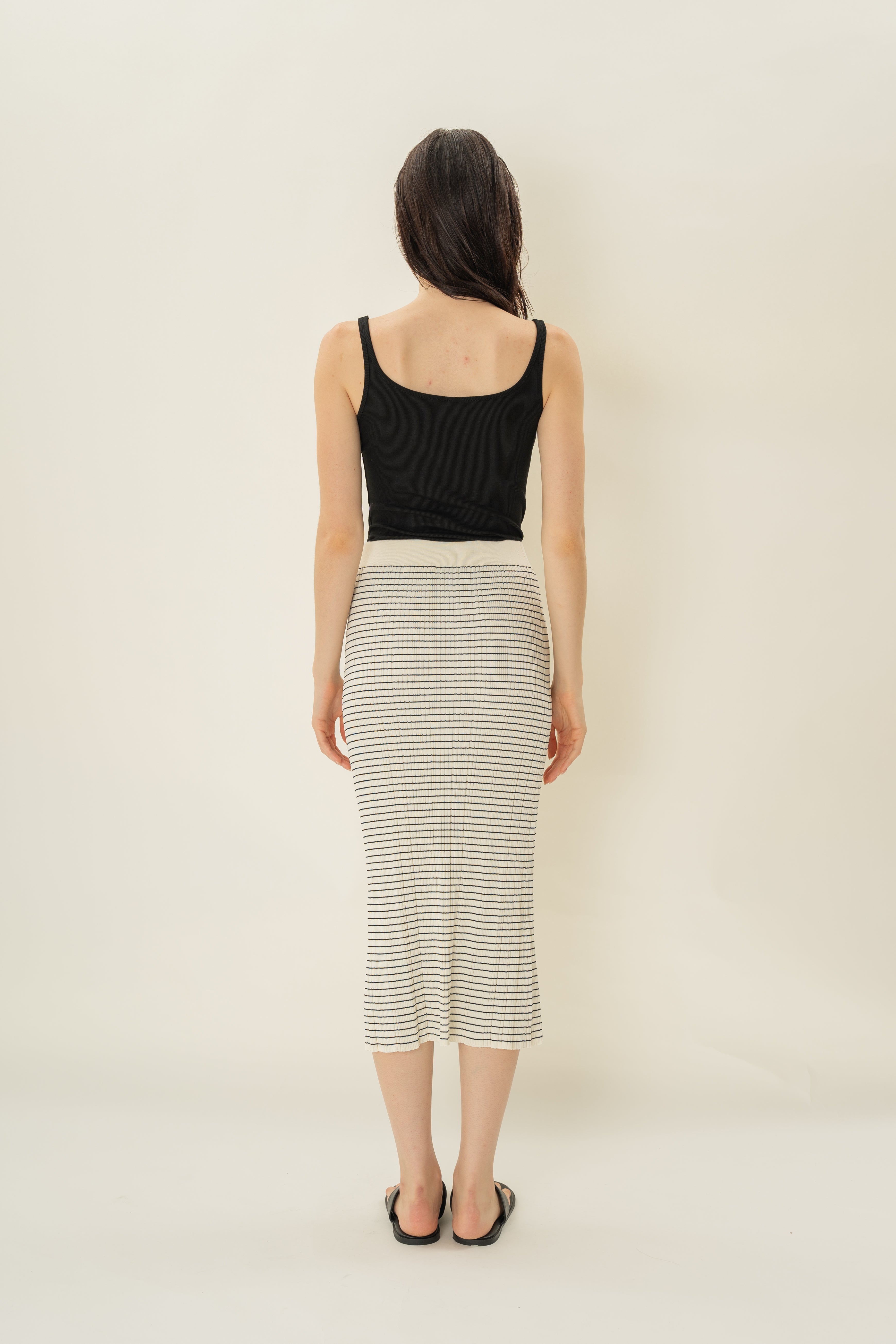 Column Knit Skirt in Stripe