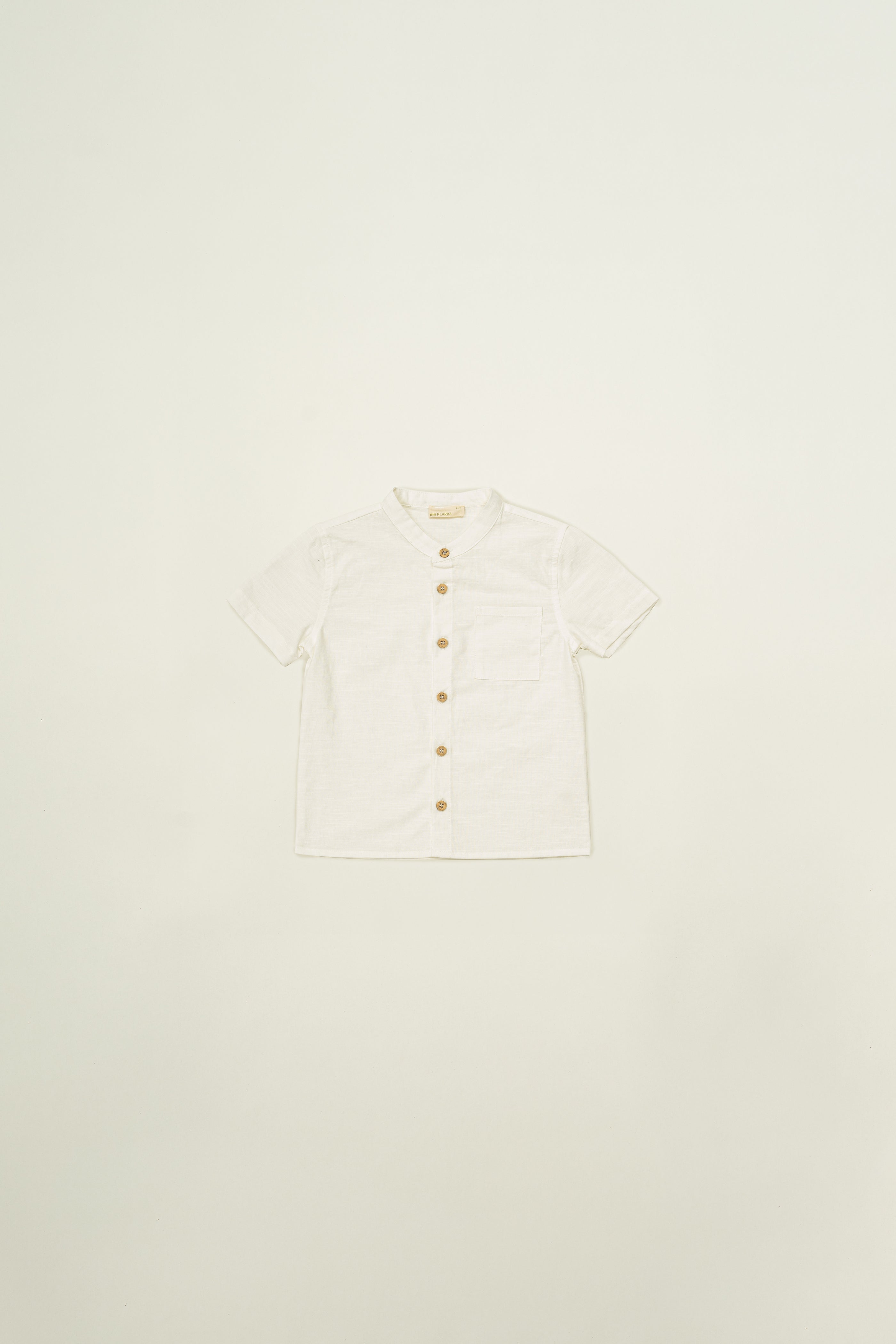 Mini Mandarin Collar Shirt in White