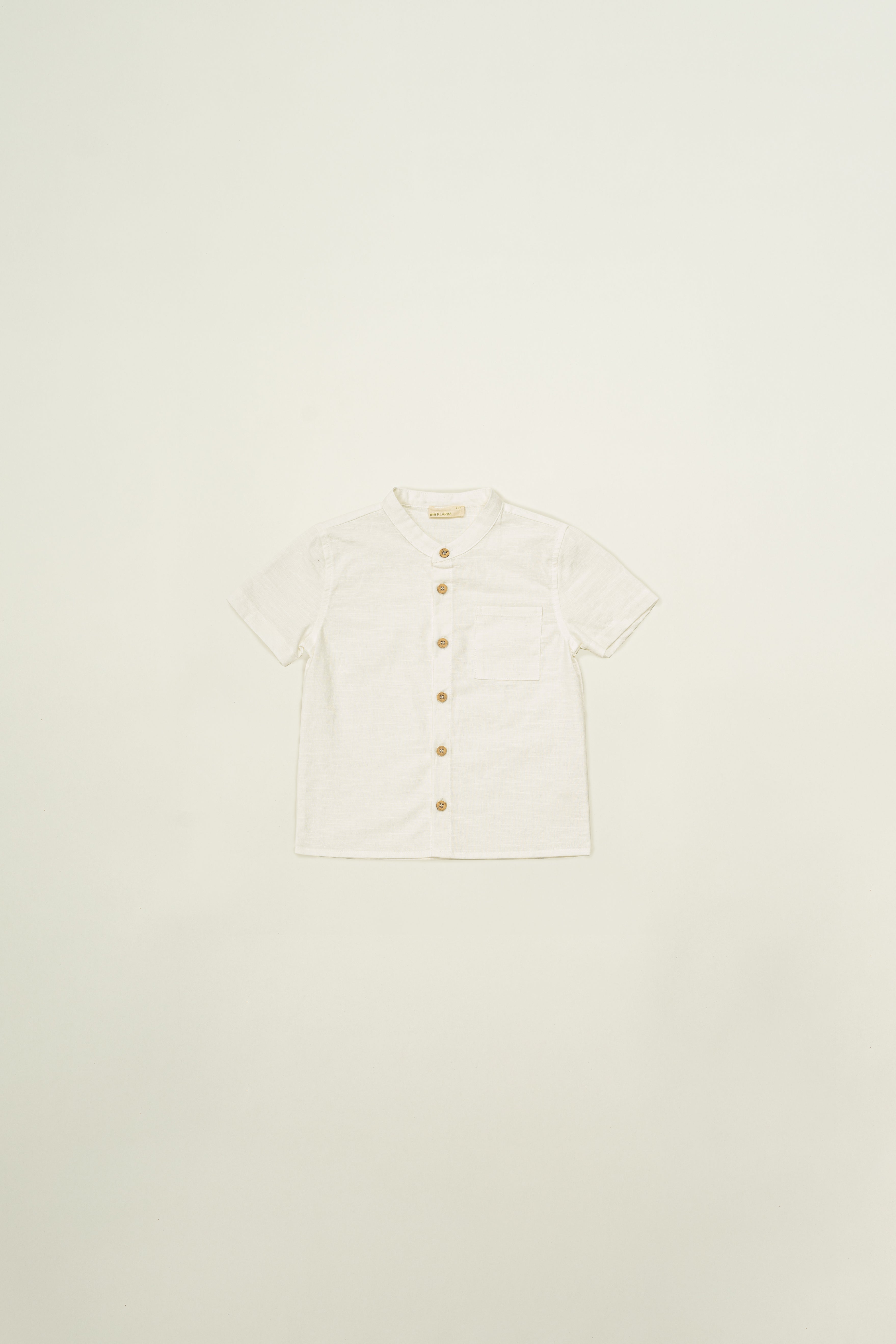 Mini Mandarin Collar Shirt in White