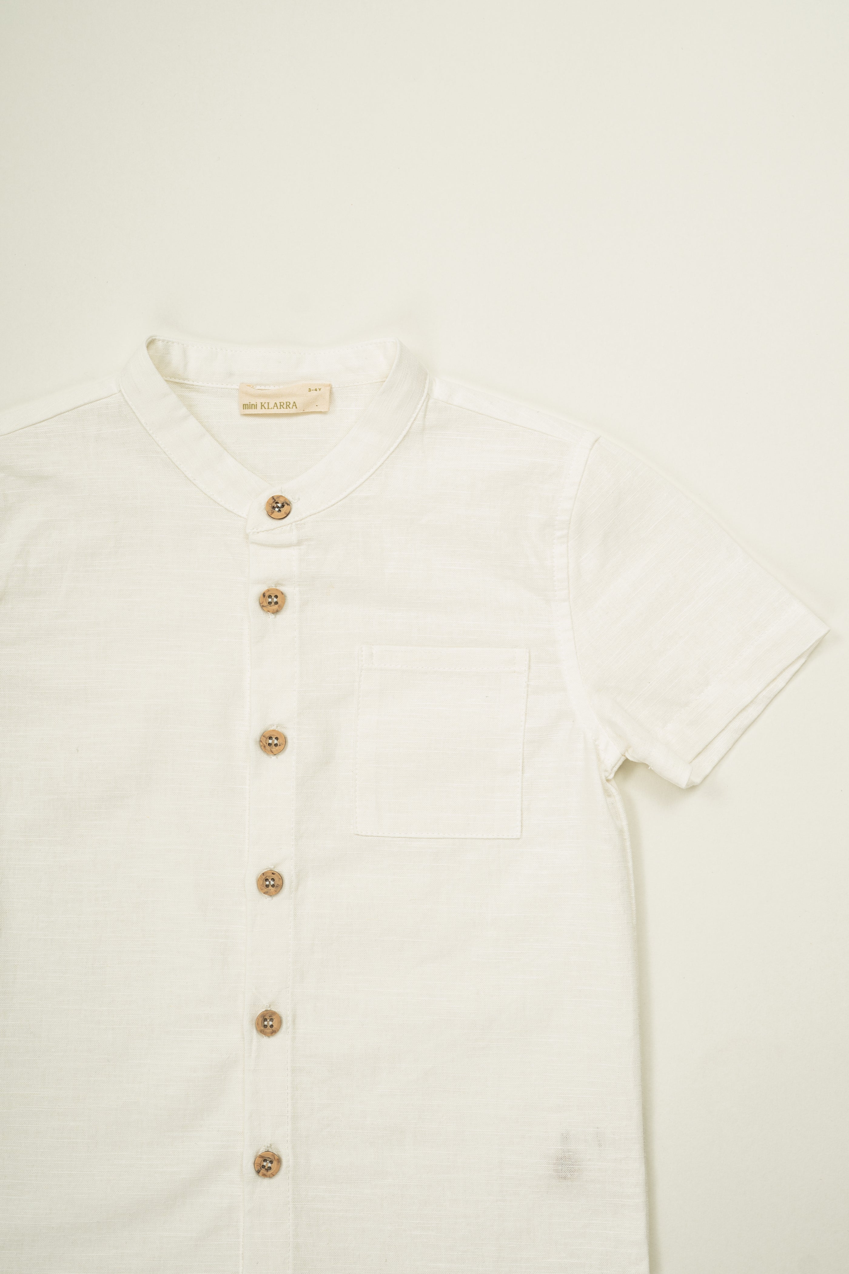 Mini Mandarin Collar Shirt in White