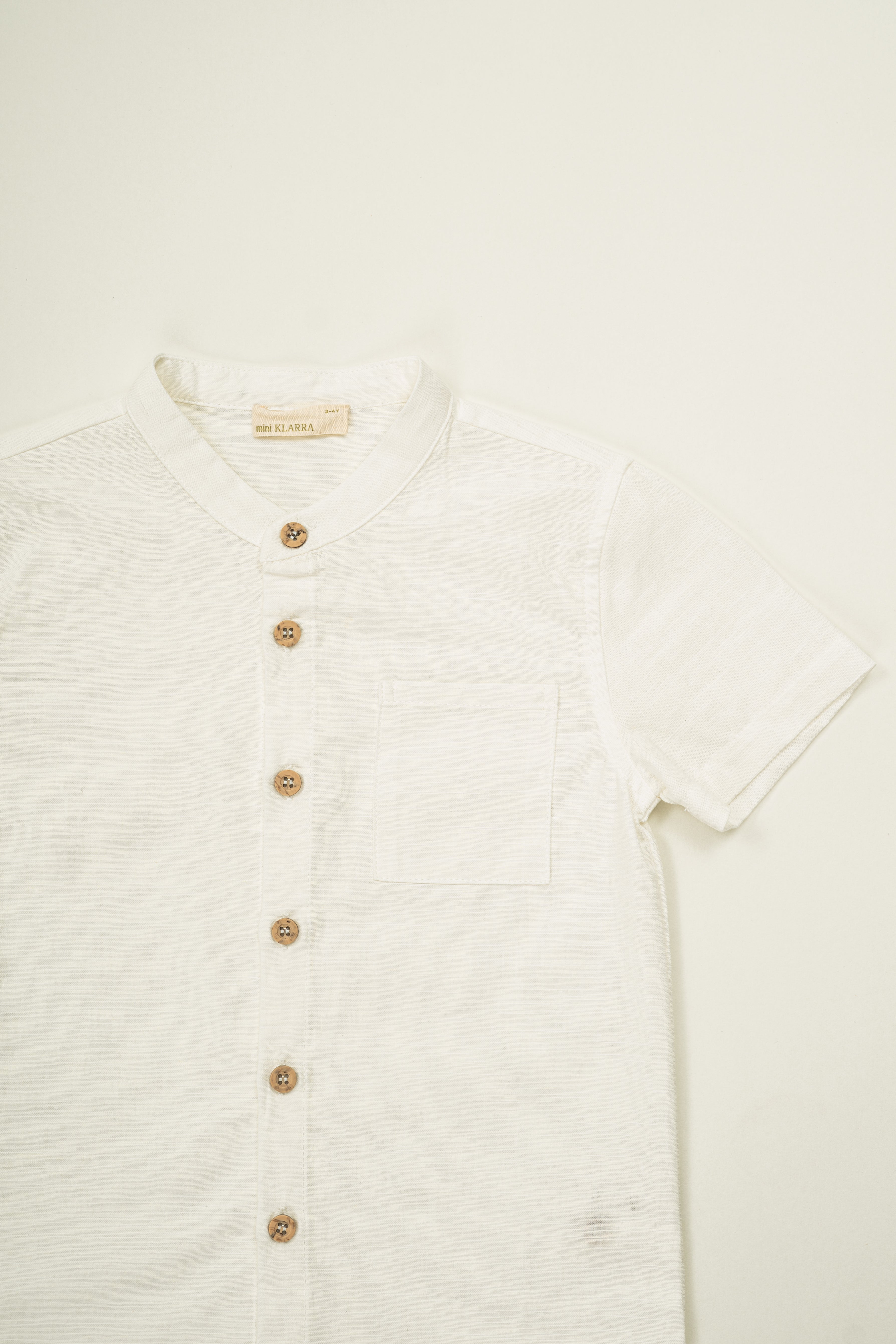 Mini Mandarin Collar Shirt in White