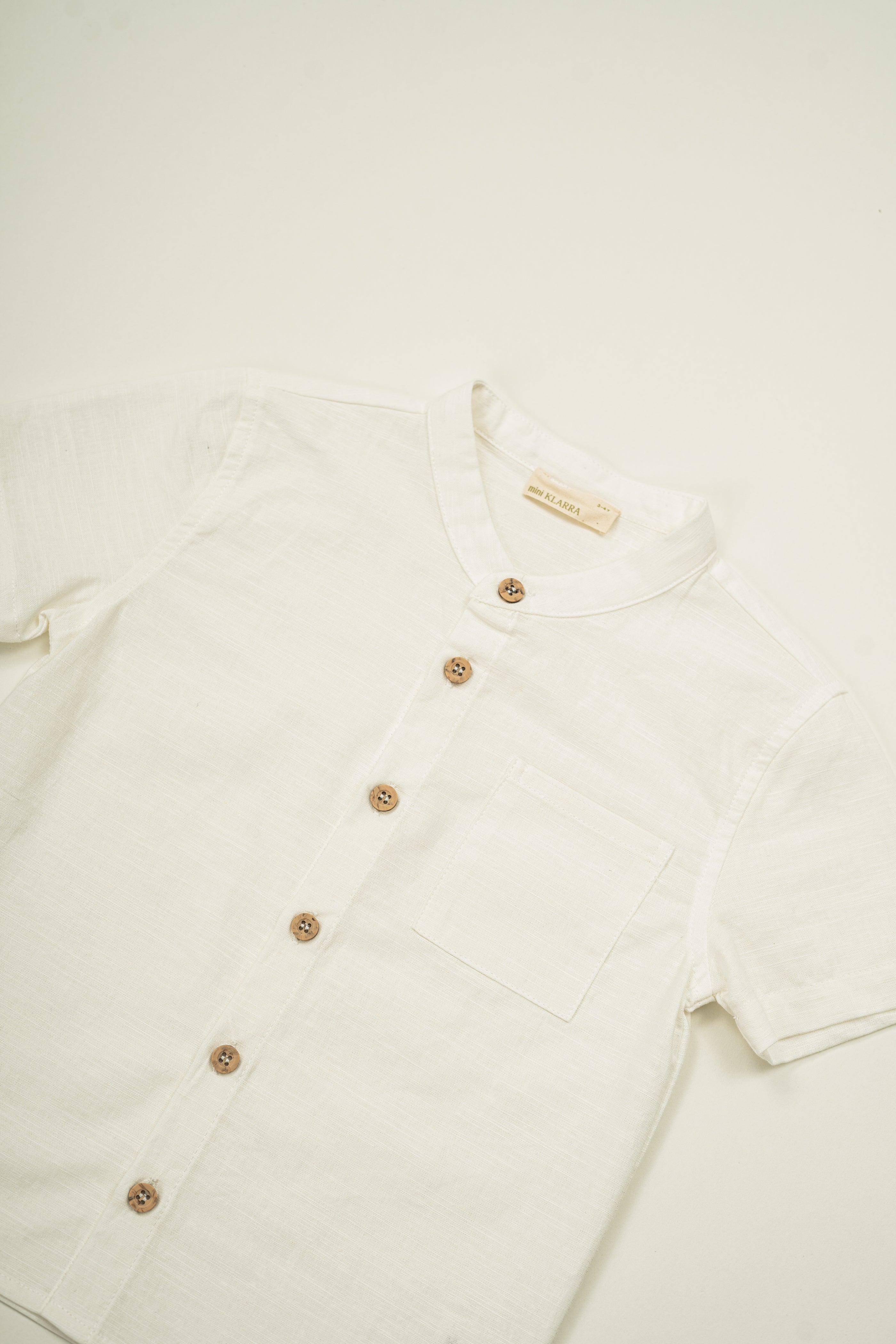 Mini Mandarin Collar Shirt in White