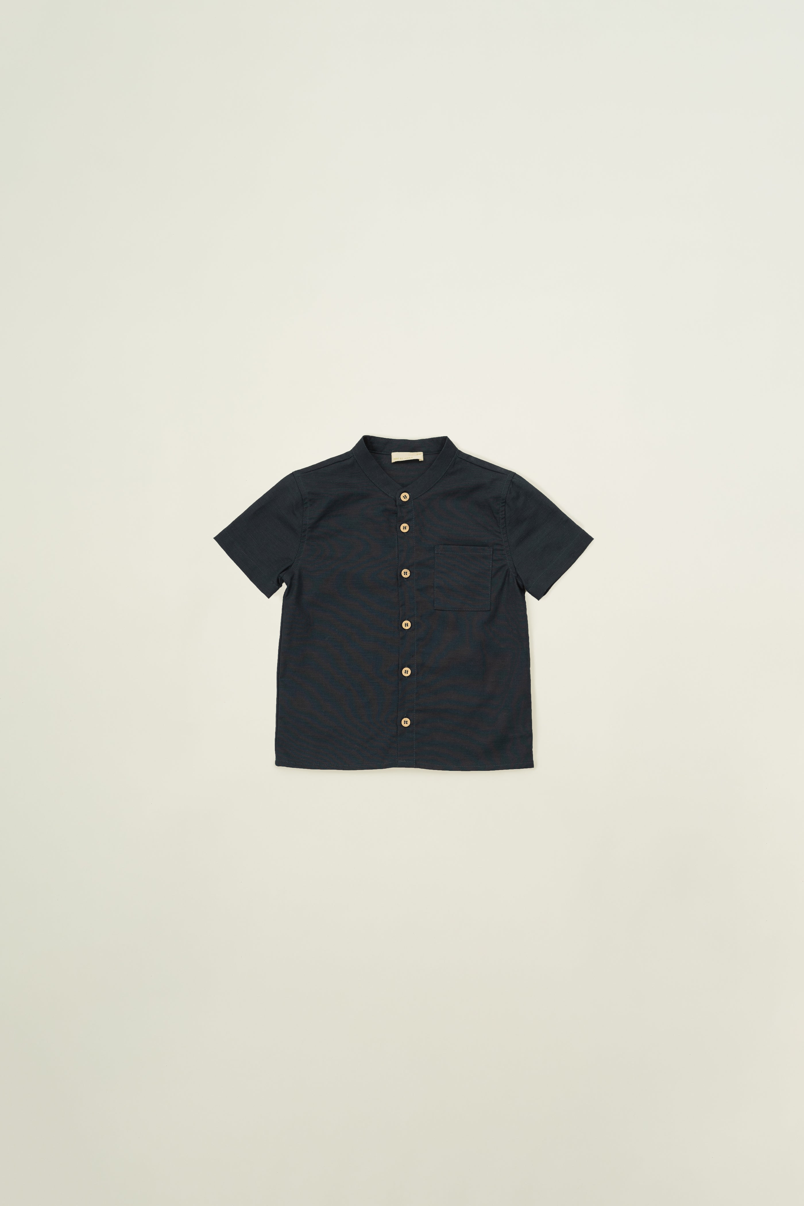 Mini Mandarin Collar Shirt in Midnight