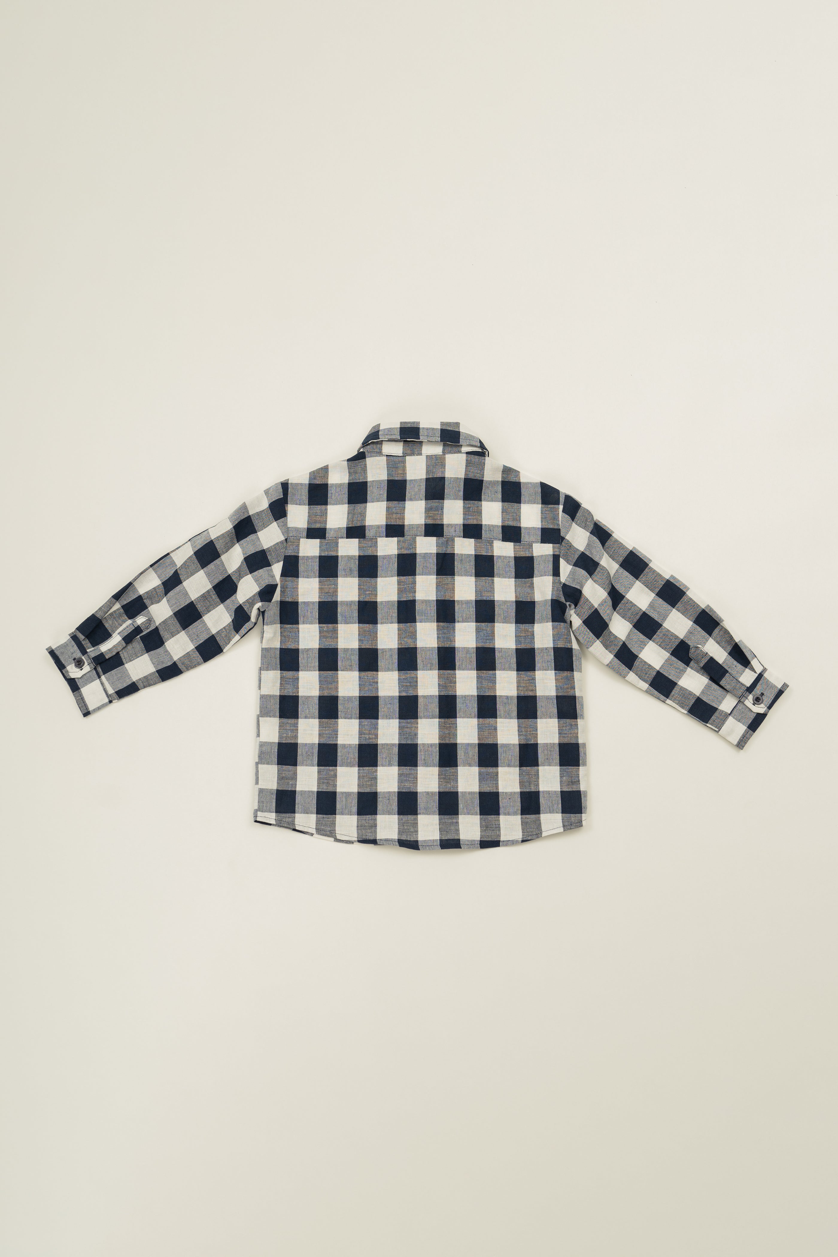 Mini Long Sleeved Shirt in Navy Gingham