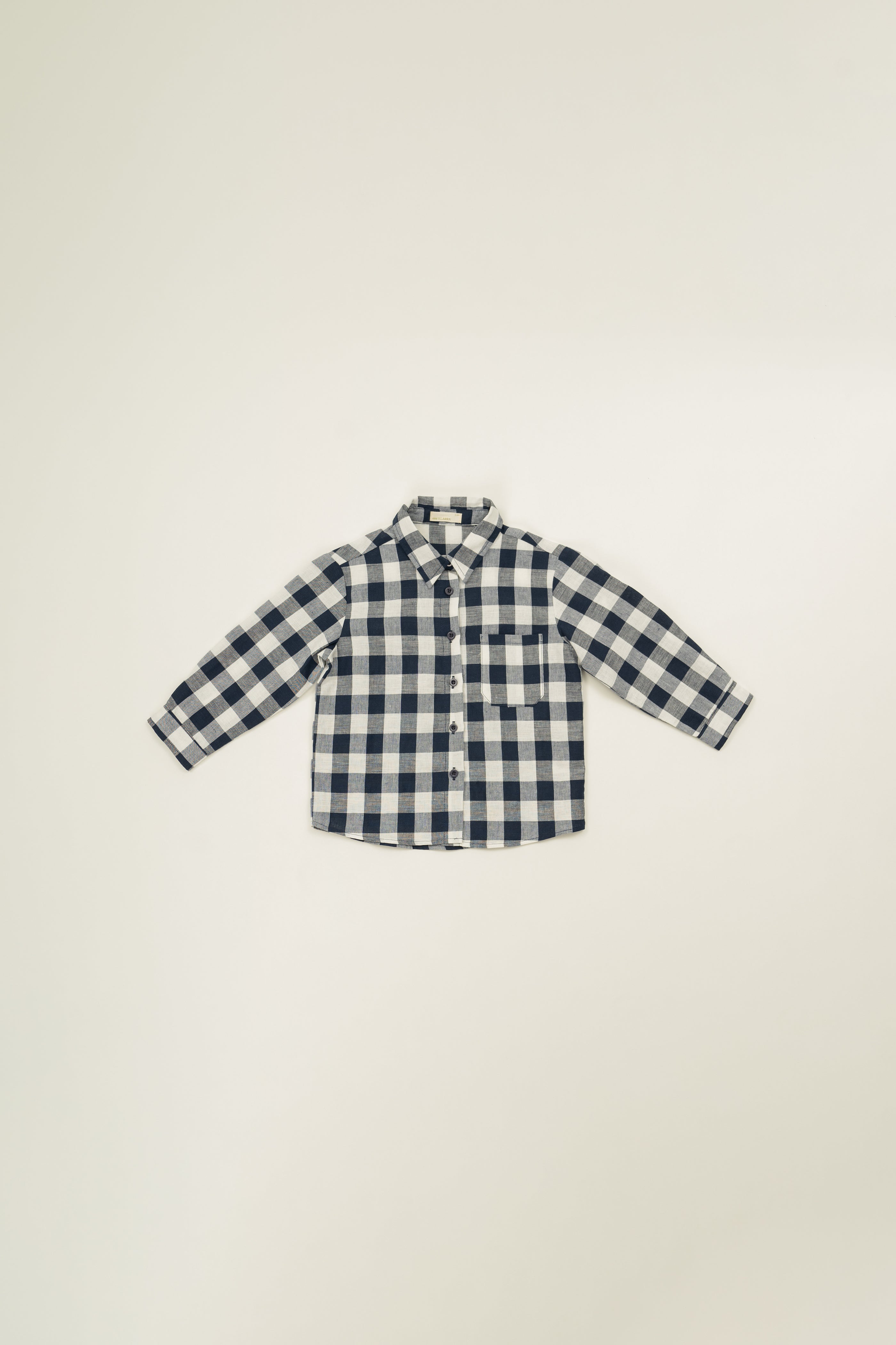 Mini Long Sleeved Shirt in Navy Gingham