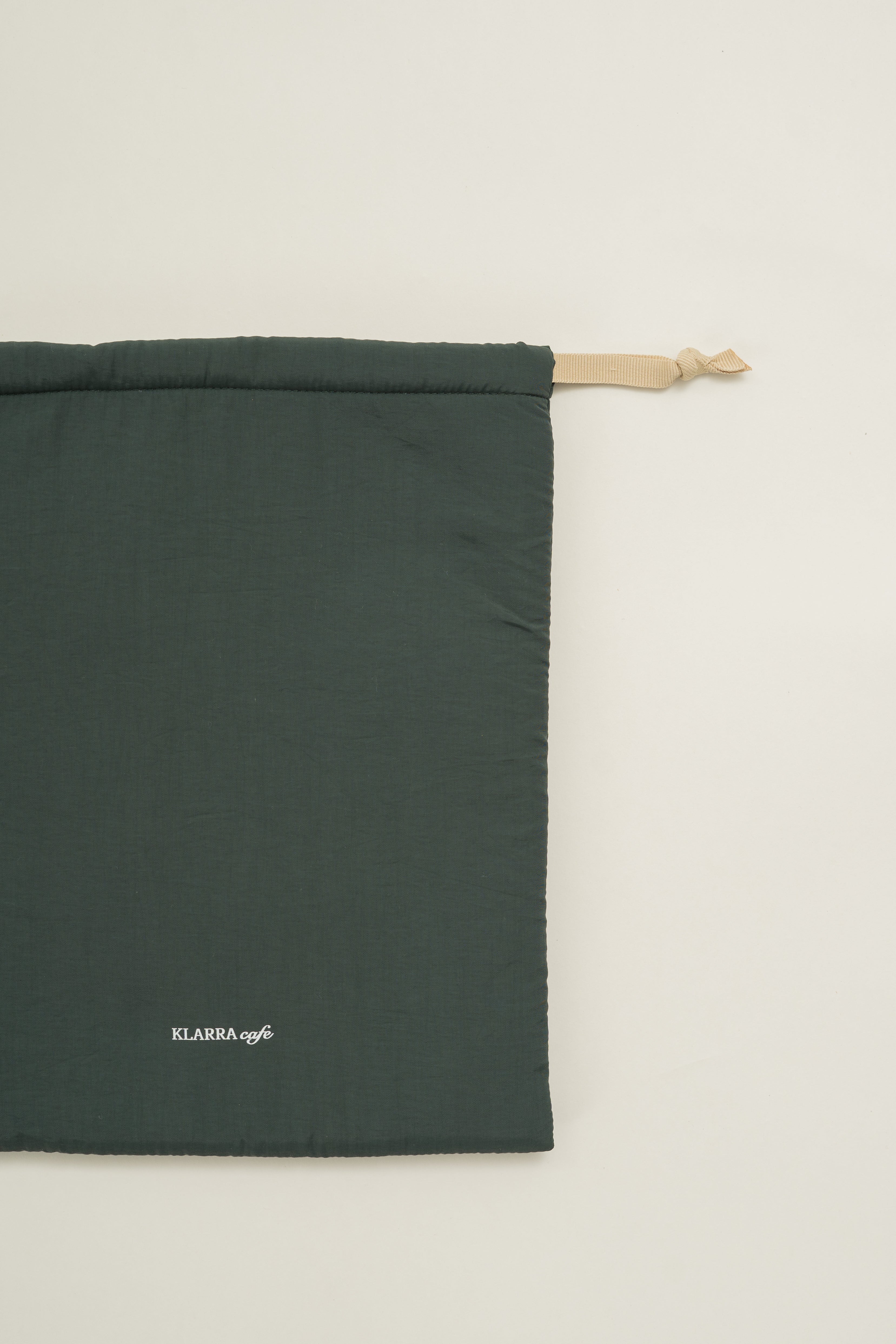 Padded Nylon Drawstring Pouch in Pine Grove