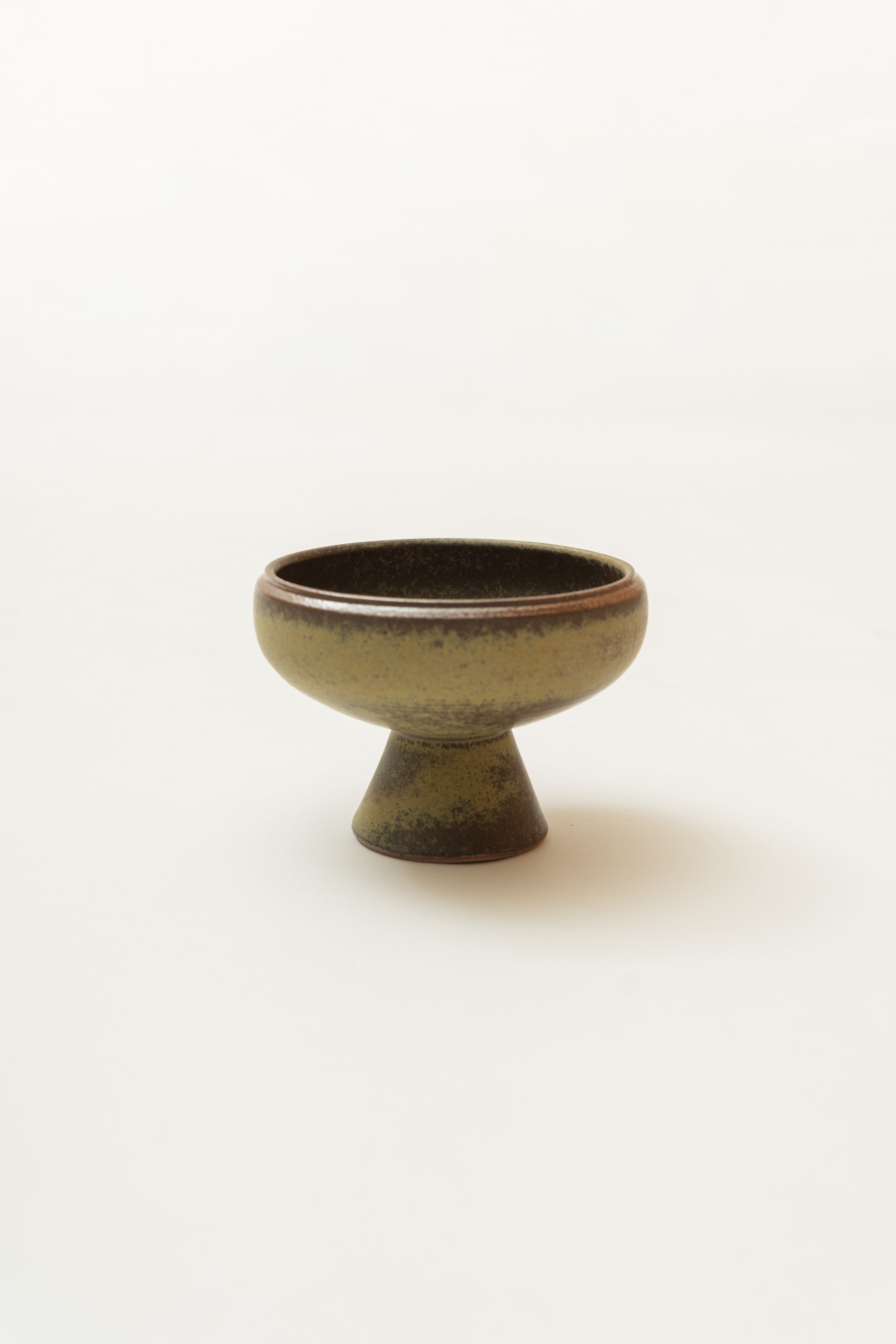 Earthenware Pedestal Bowl in Dark Elmwood