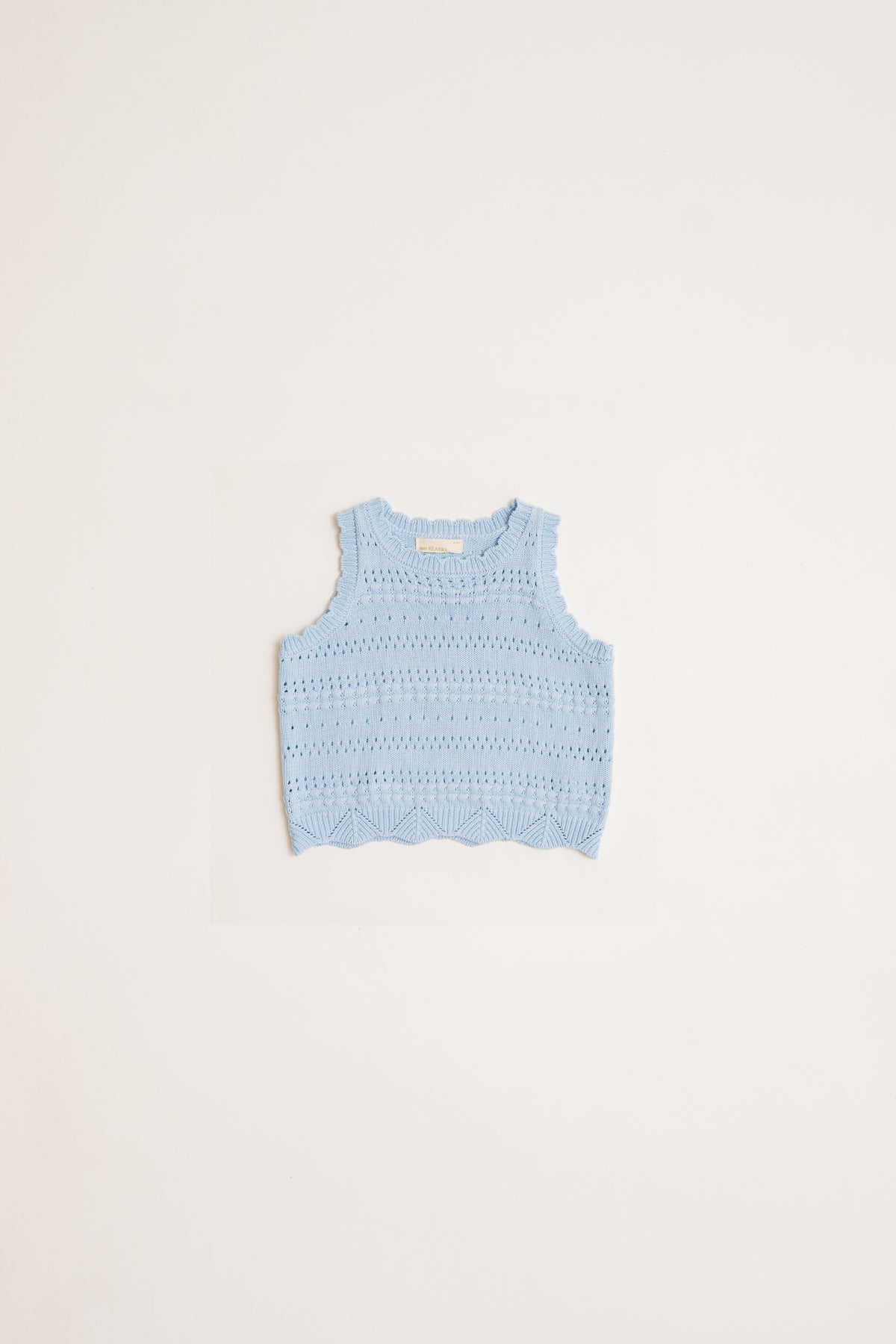 Mini Crochet Knit Tank in Mist Blue