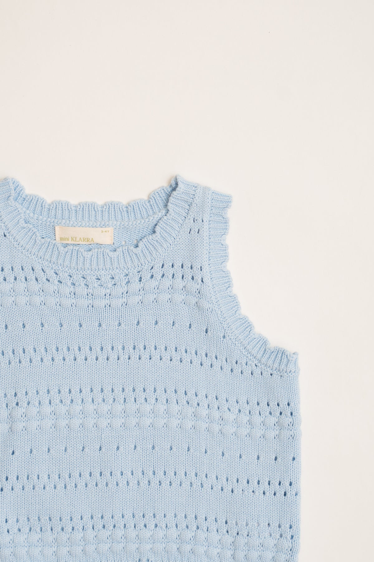 Mini Crochet Knit Tank in Mist Blue