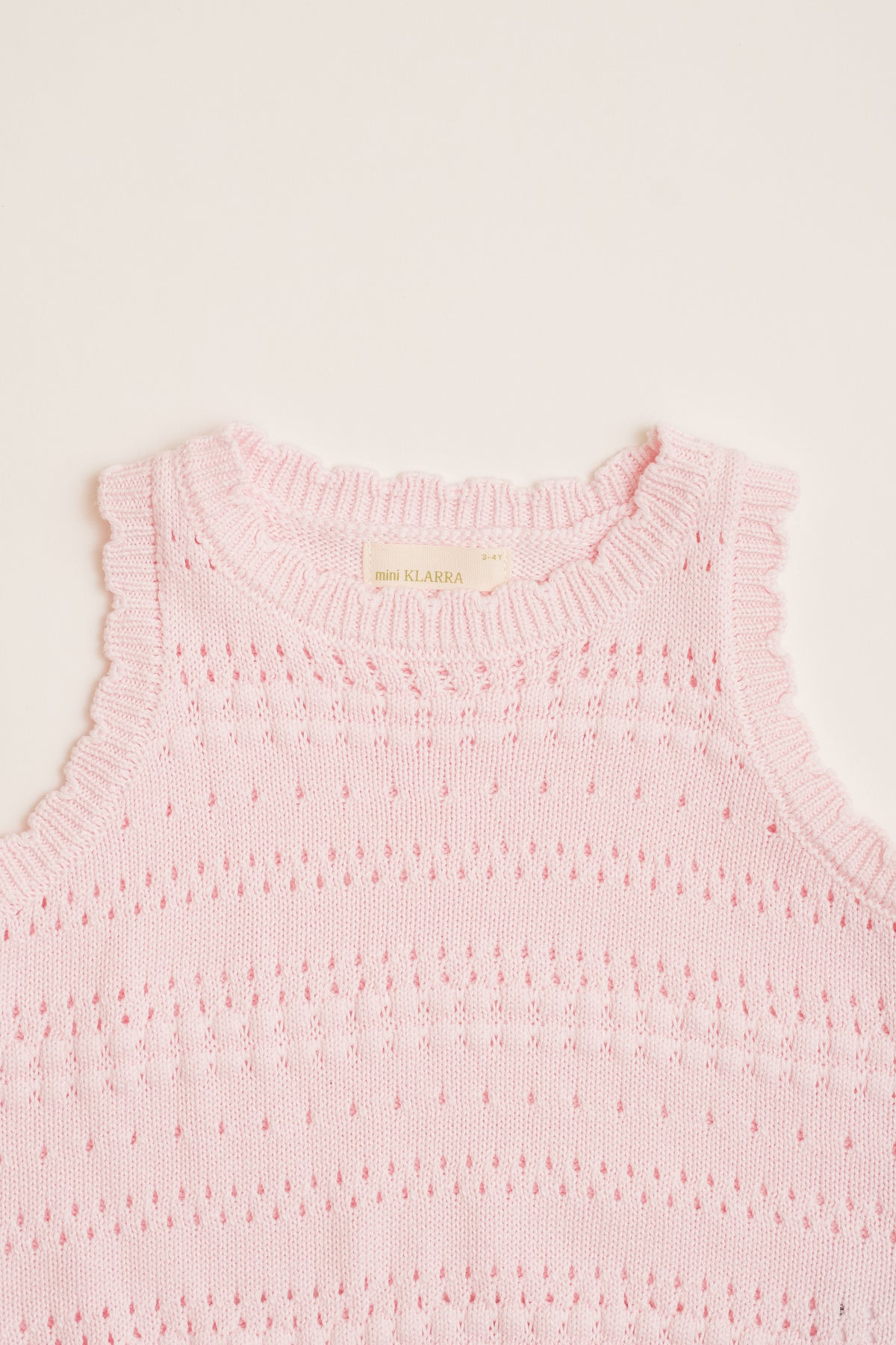 Mini Crochet Knit Tank in Pale Pink