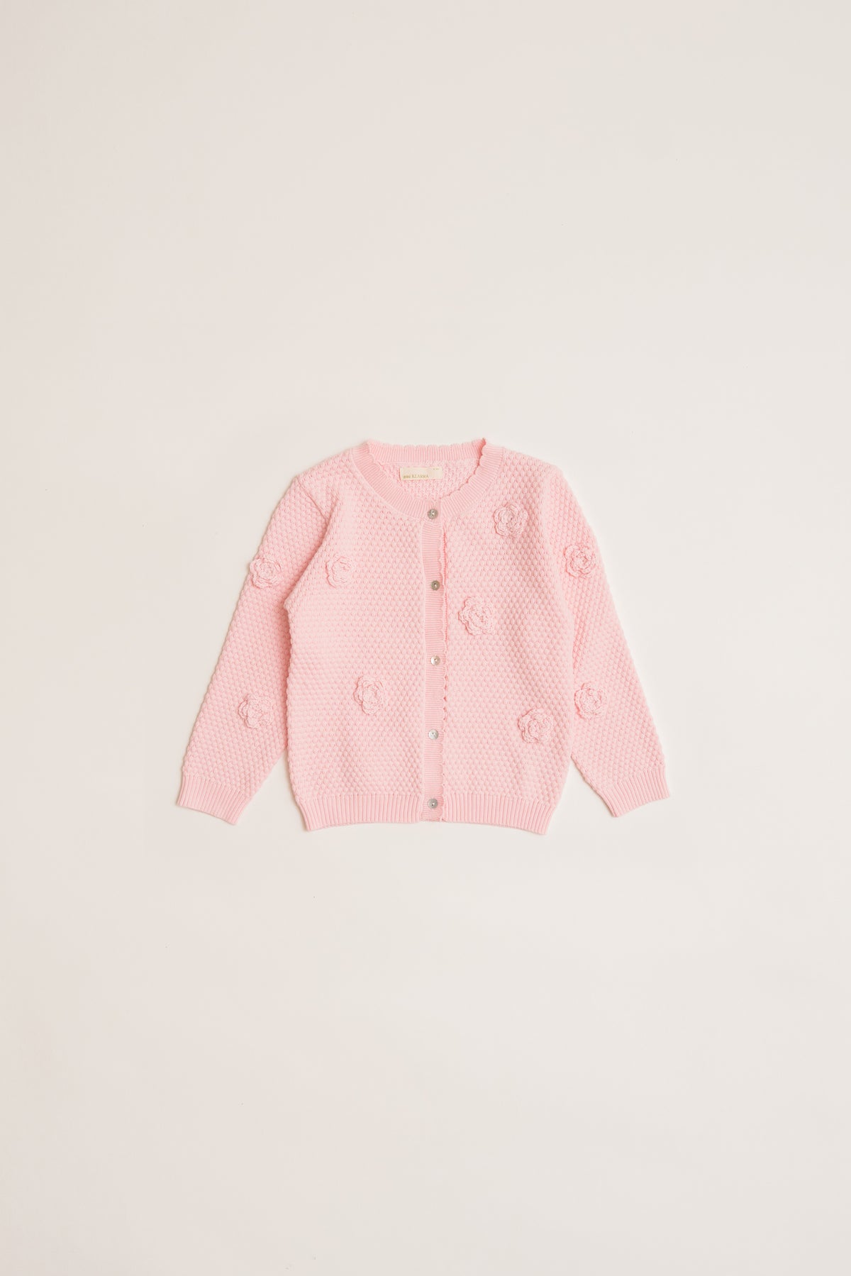 Mini Floral Applique Cardigan in Pink
