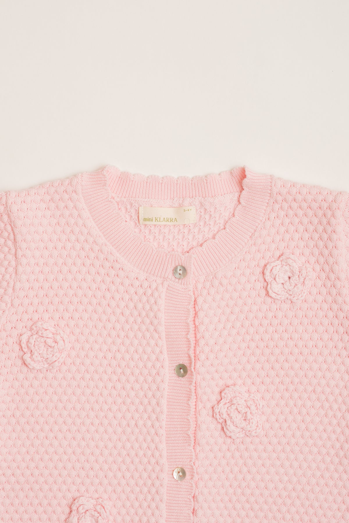 Mini Floral Applique Cardigan in Pink
