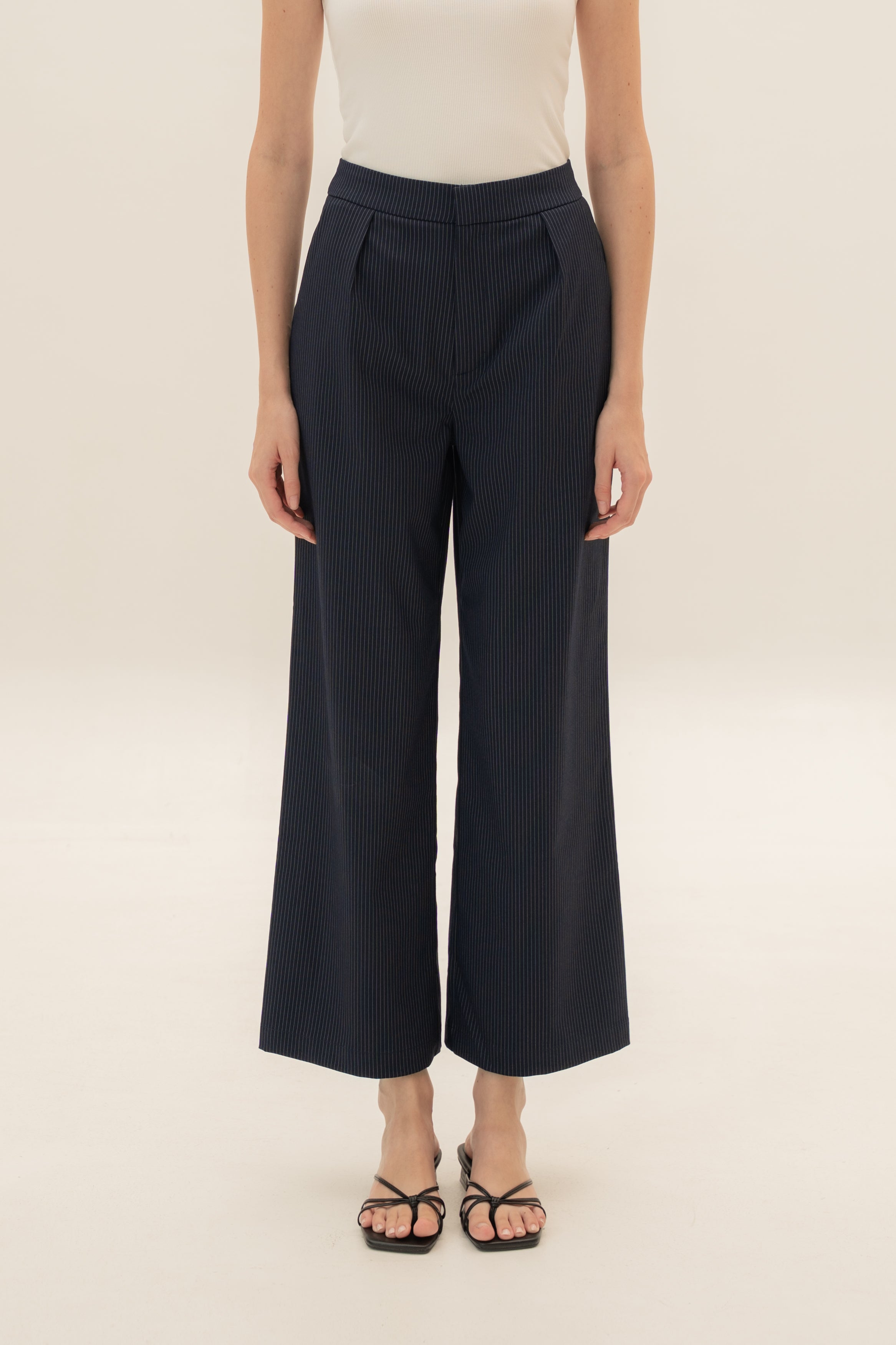 Suiting Pleated Trousers in Pinstripe Navy