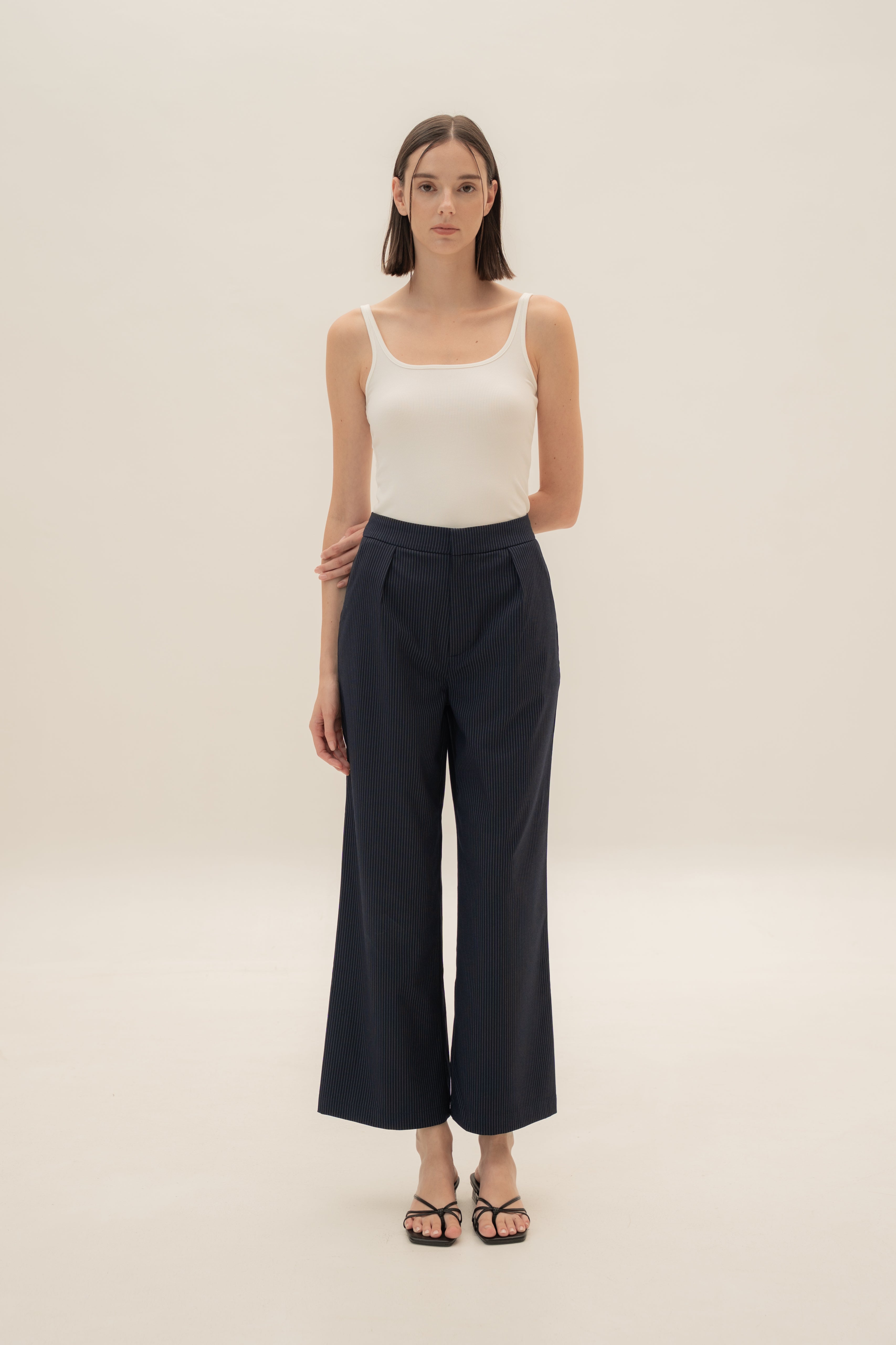 Suiting Pleated Trousers in Pinstripe Navy