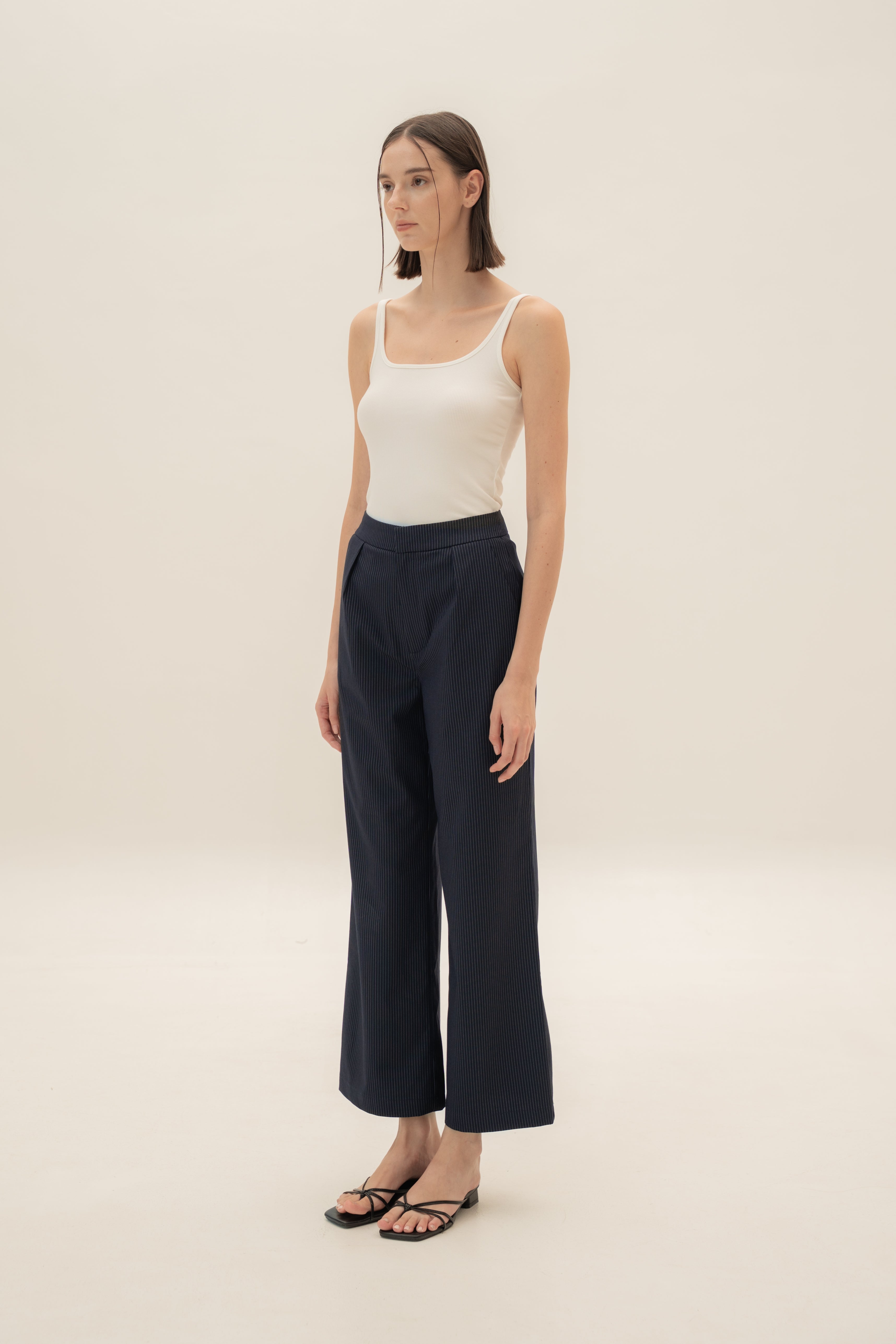 Suiting Pleated Trousers in Pinstripe Navy