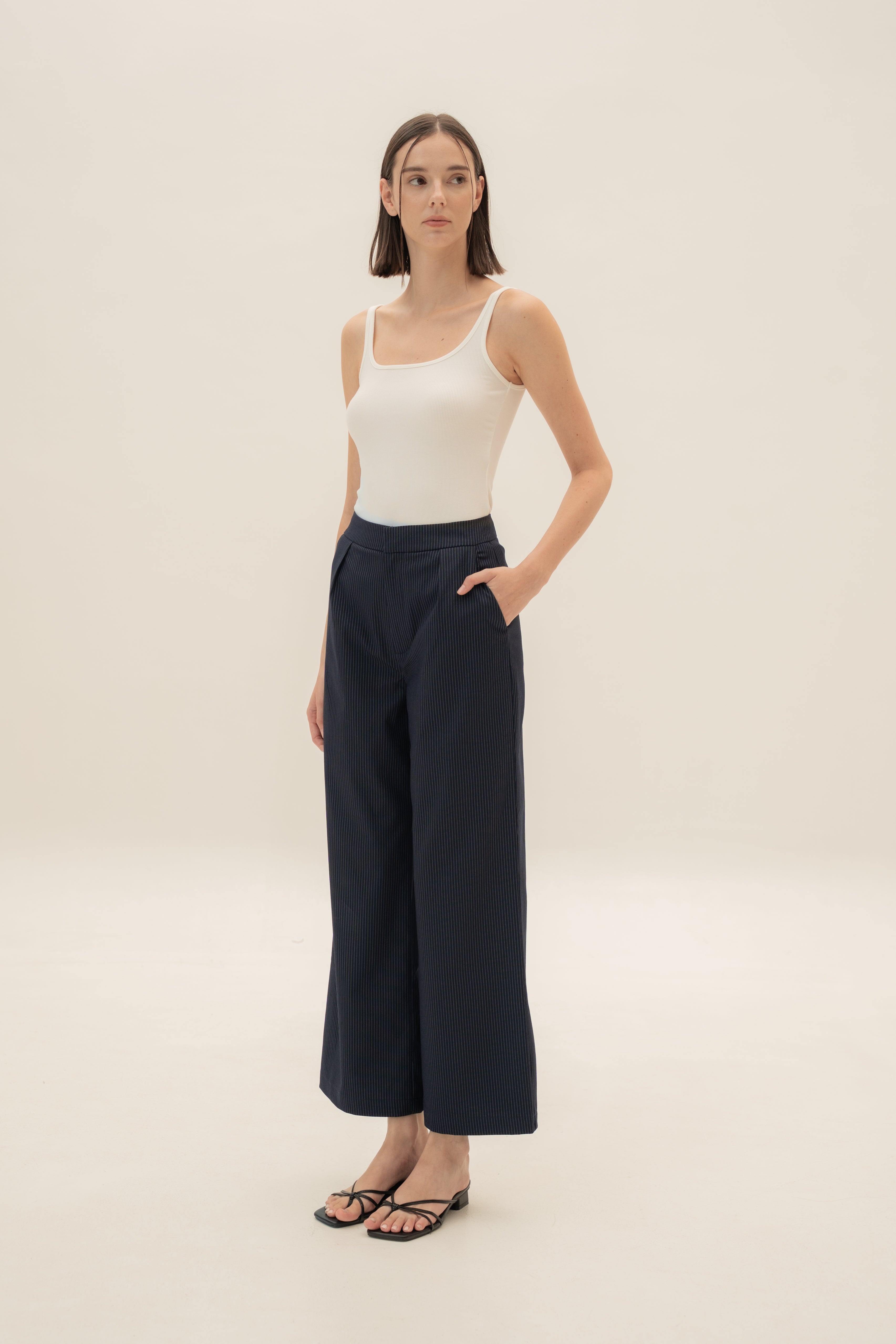 Suiting Pleated Trousers in Pinstripe Navy