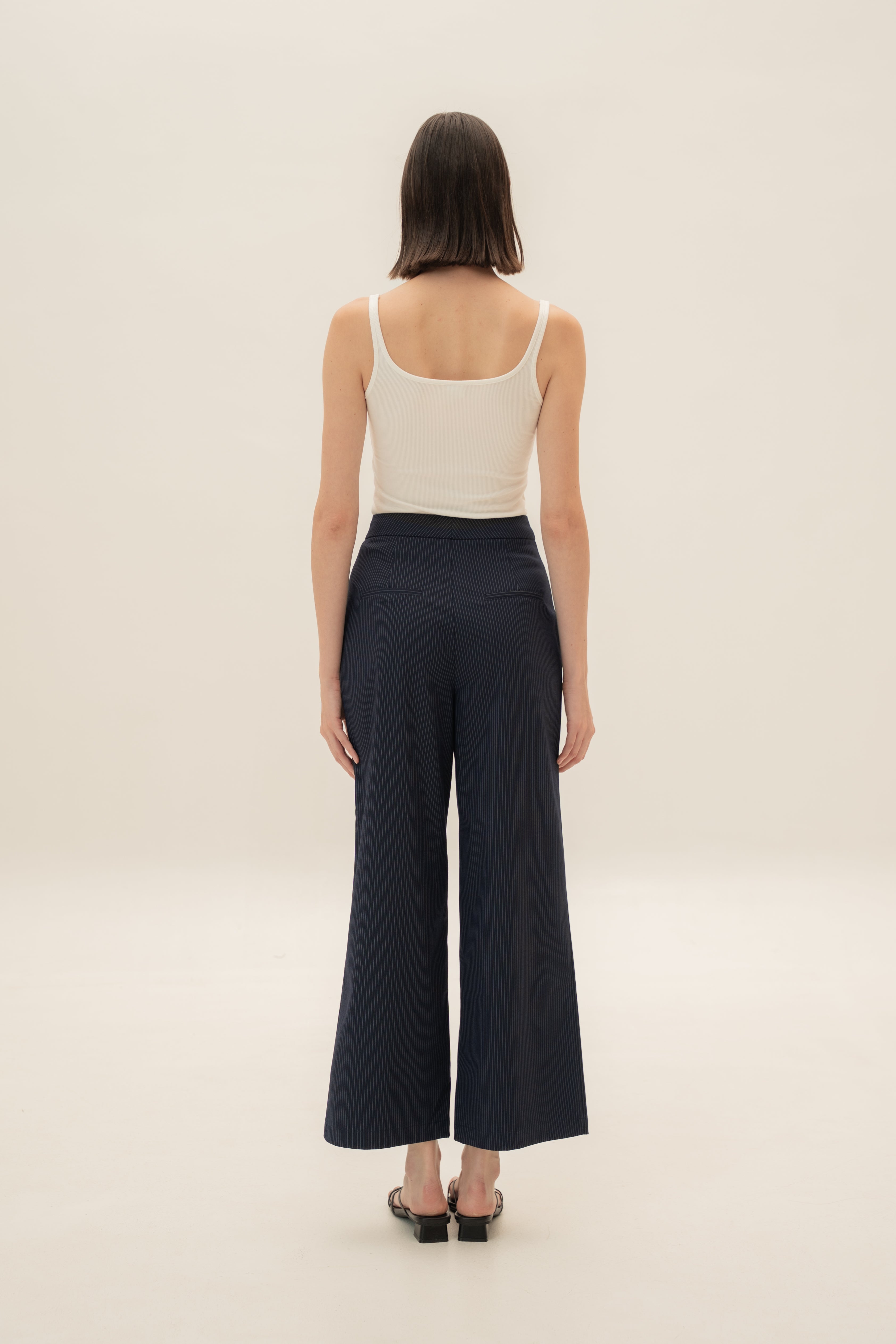 Suiting Pleated Trousers in Pinstripe Navy