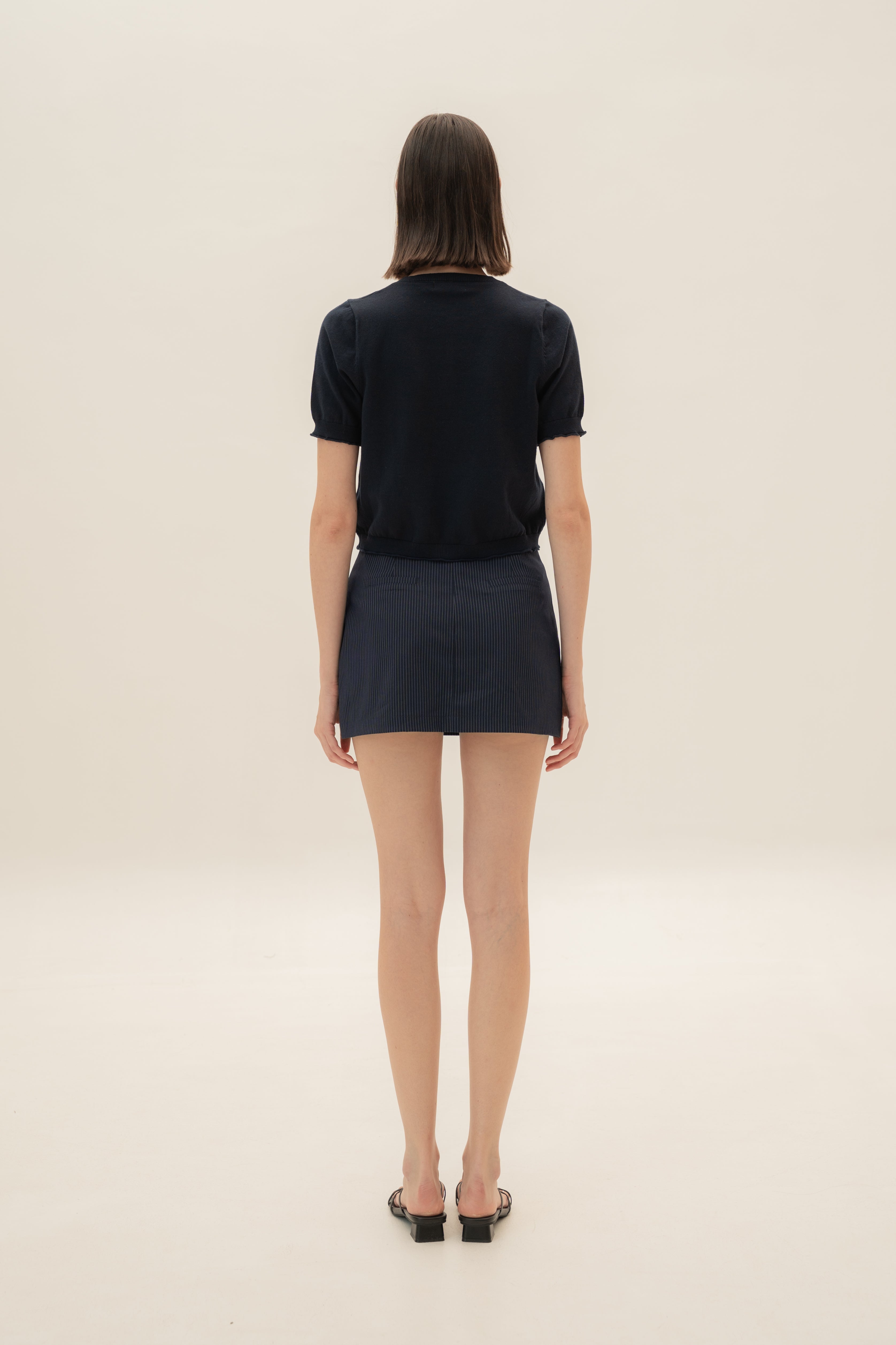 Tailored Skort in Pinstripe Navy