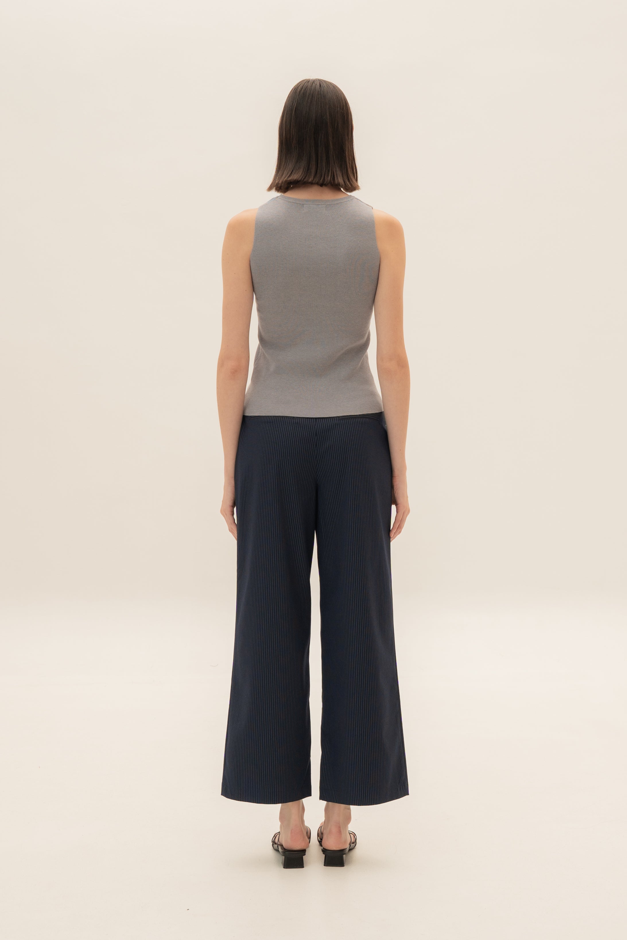 Sleeveless Knit Tank in Heather Grey