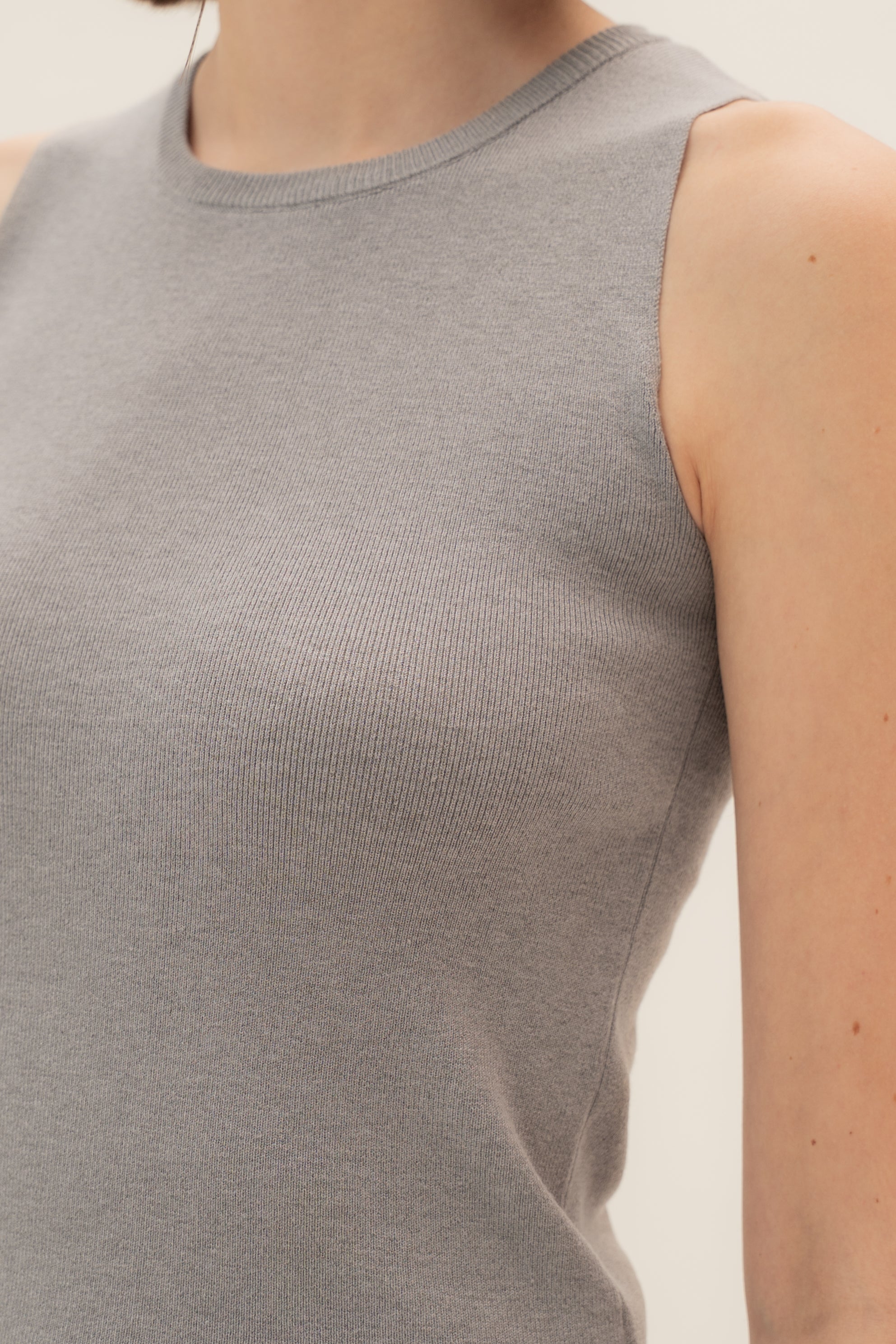 Sleeveless Knit Tank in Heather Grey