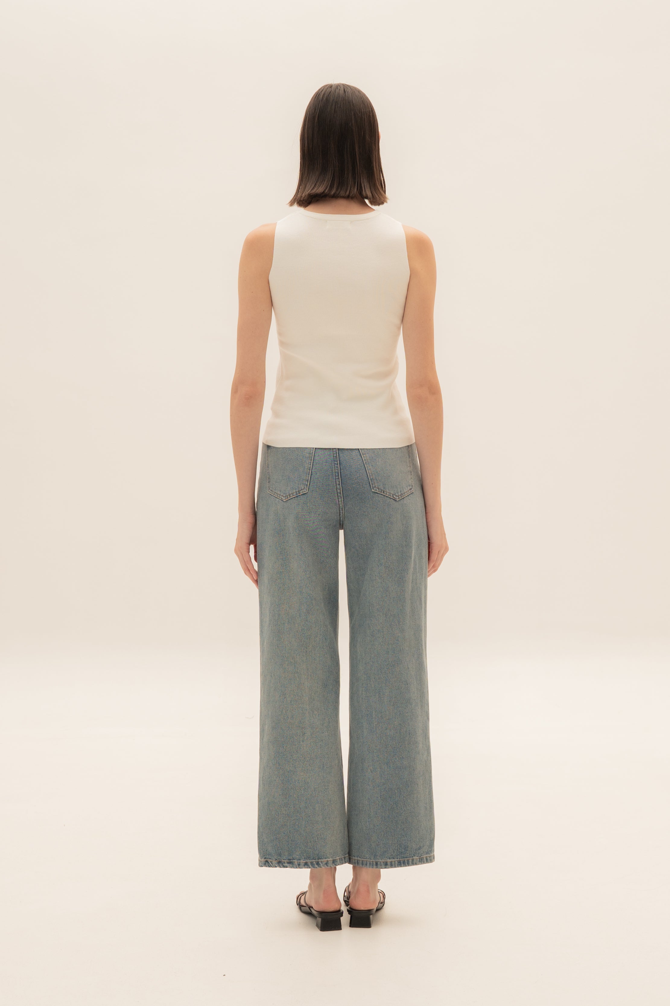 Sleeveless Knit Tank in White
