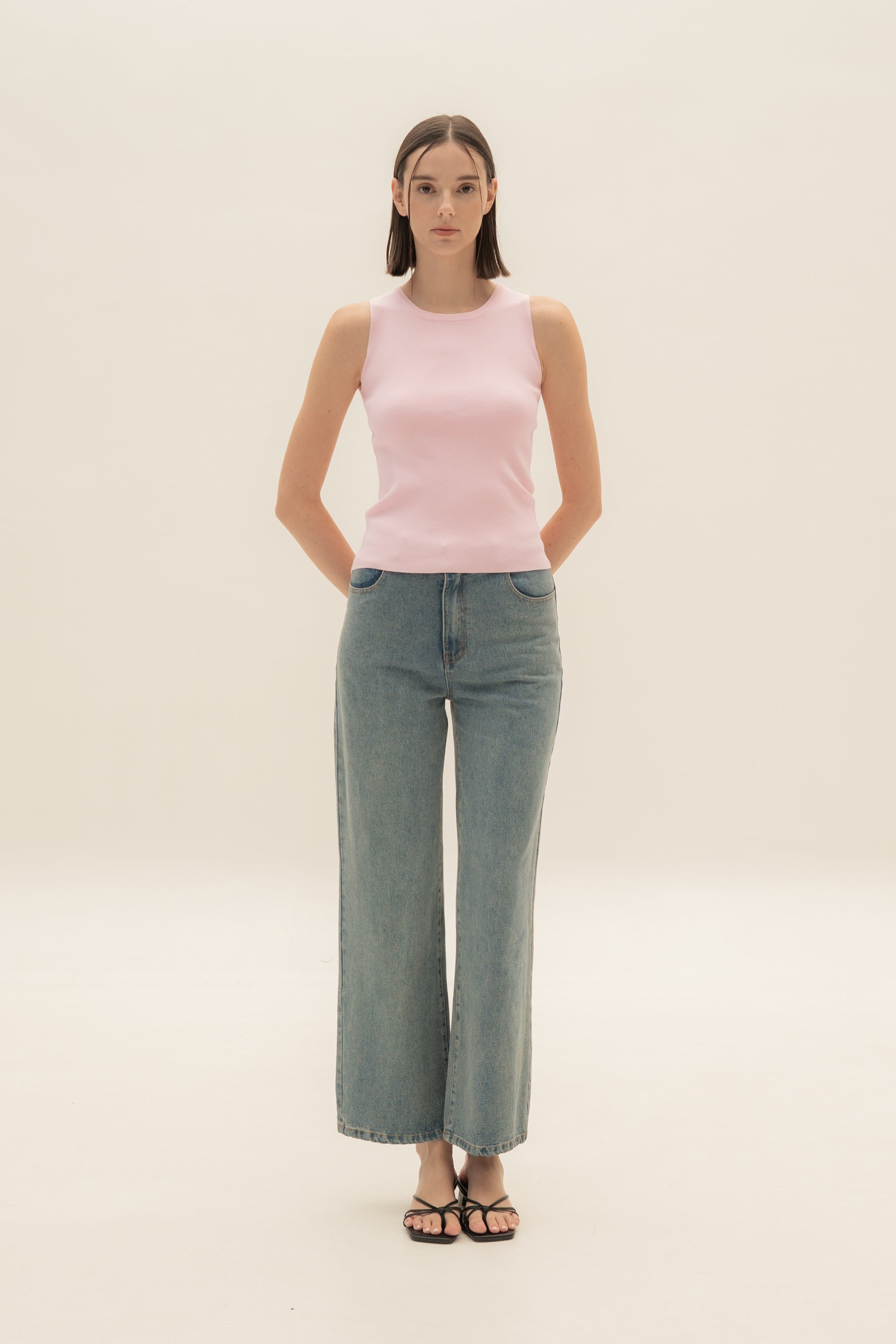 Sleeveless Knit Tank in Pink
