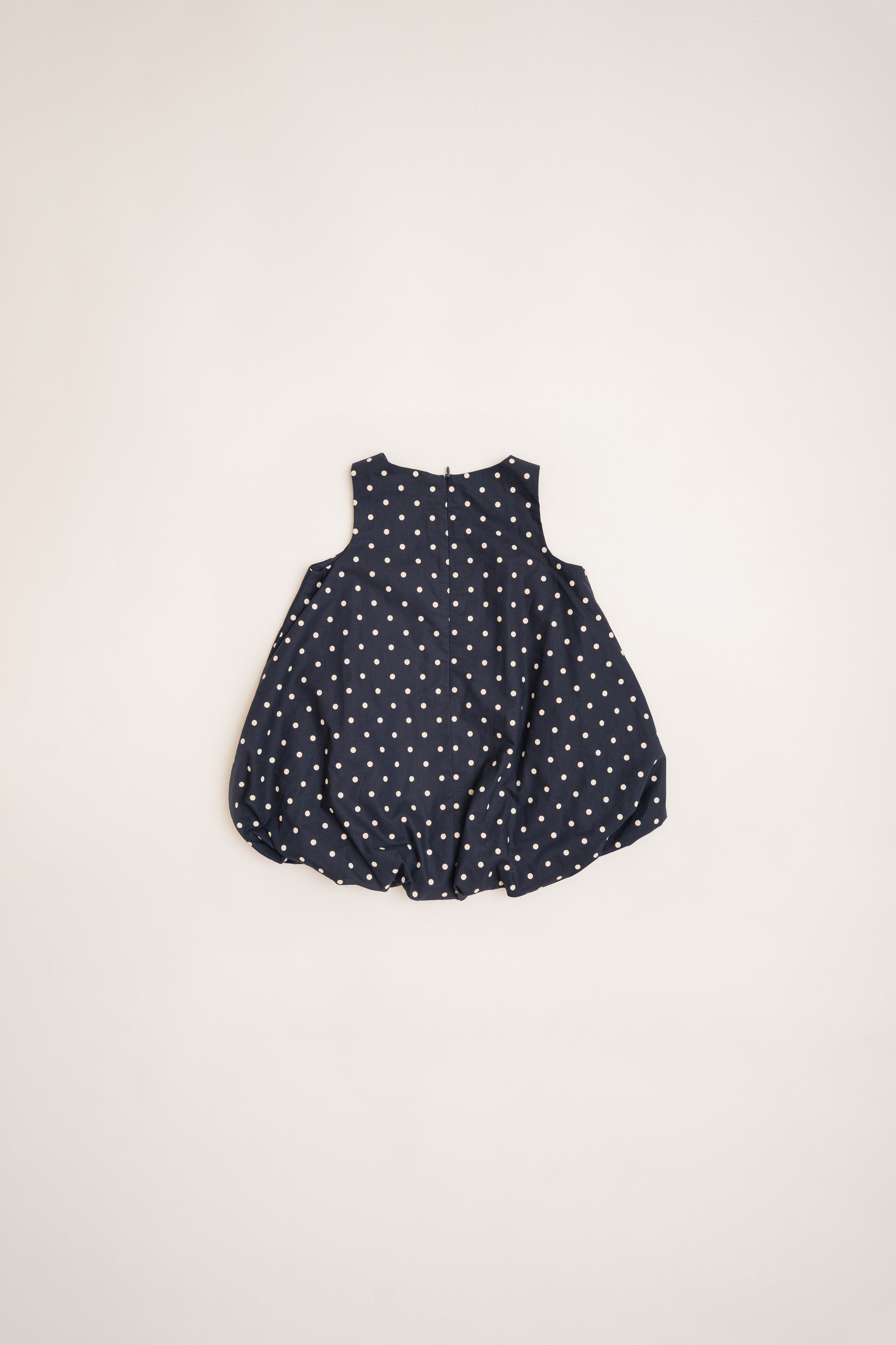 Mini Bubble Hem A-Line Dress in Polka Dot Navy