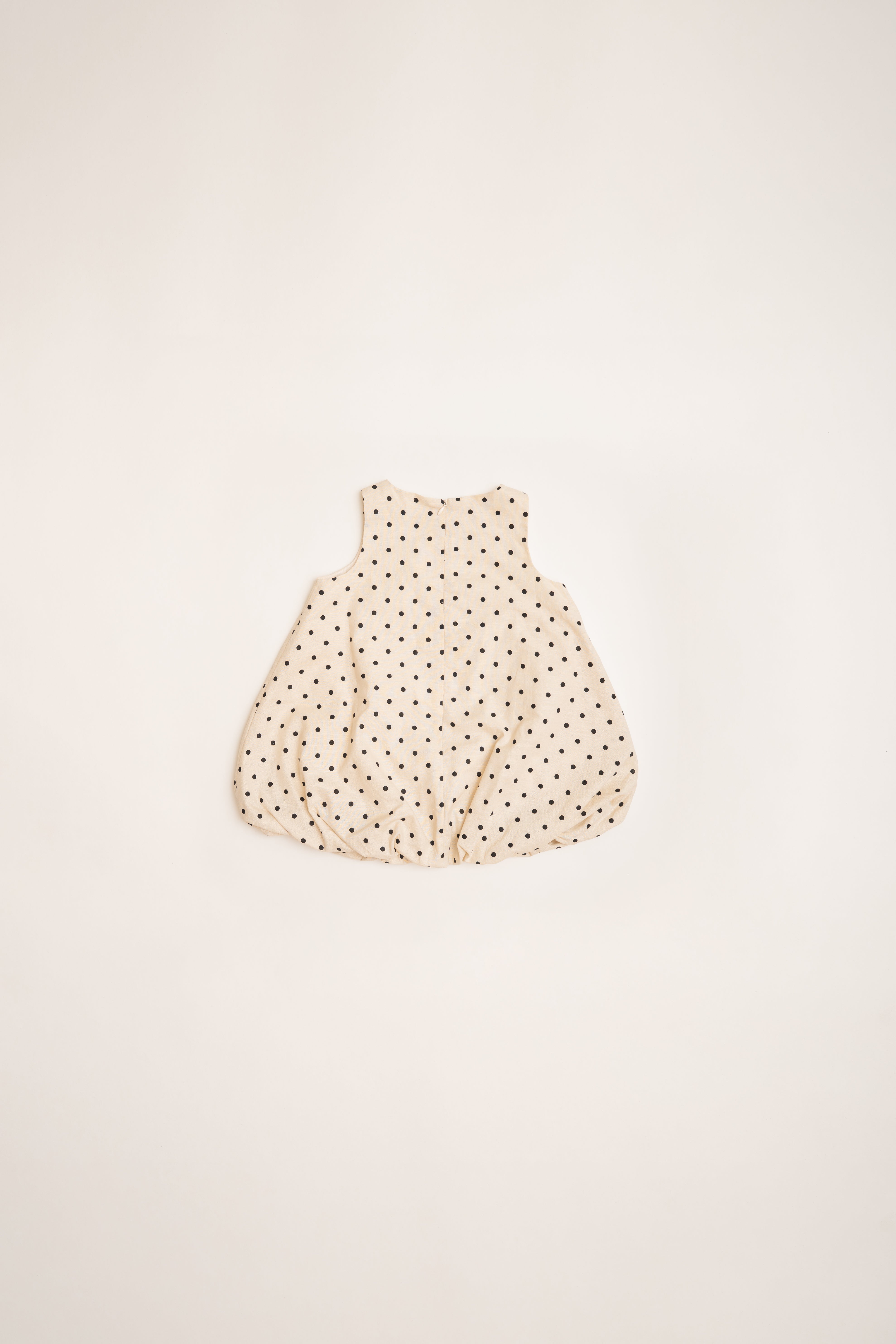 Mini Bubble Hem A-Line Dress in Polka Dot Ivory