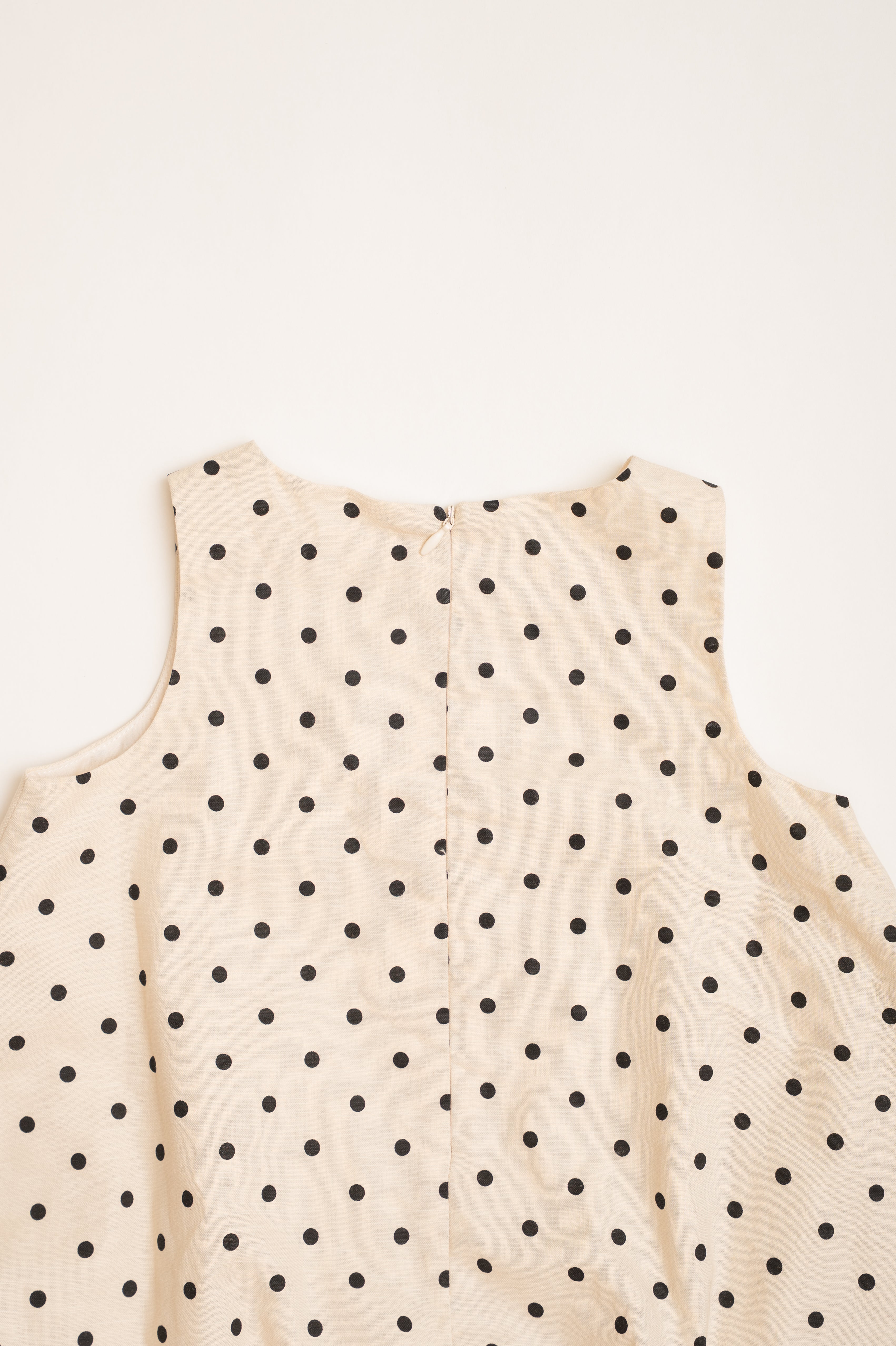 Mini Bubble Hem A-Line Dress in Polka Dot Ivory