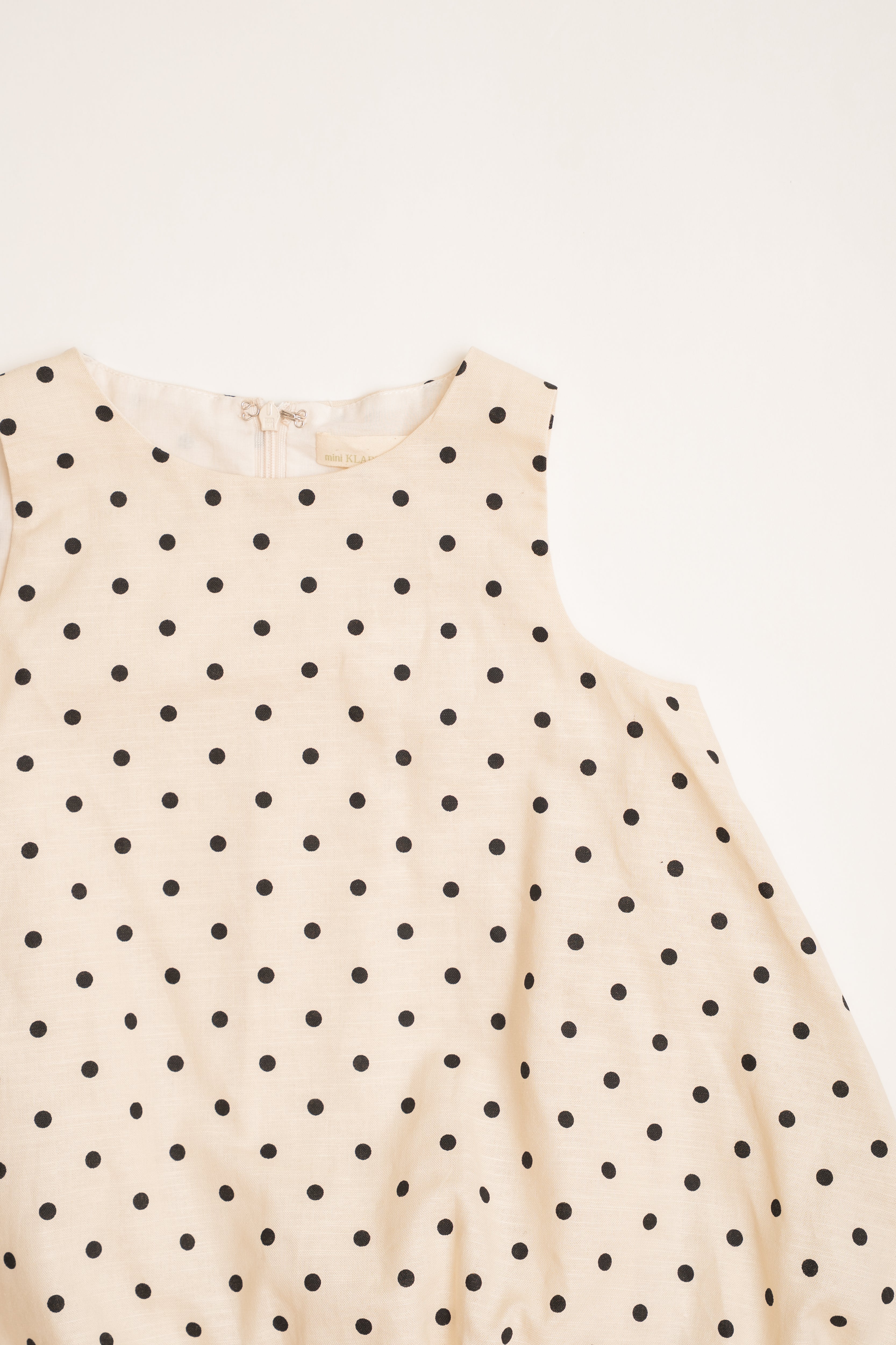 Mini Bubble Hem A-Line Dress in Polka Dot Ivory