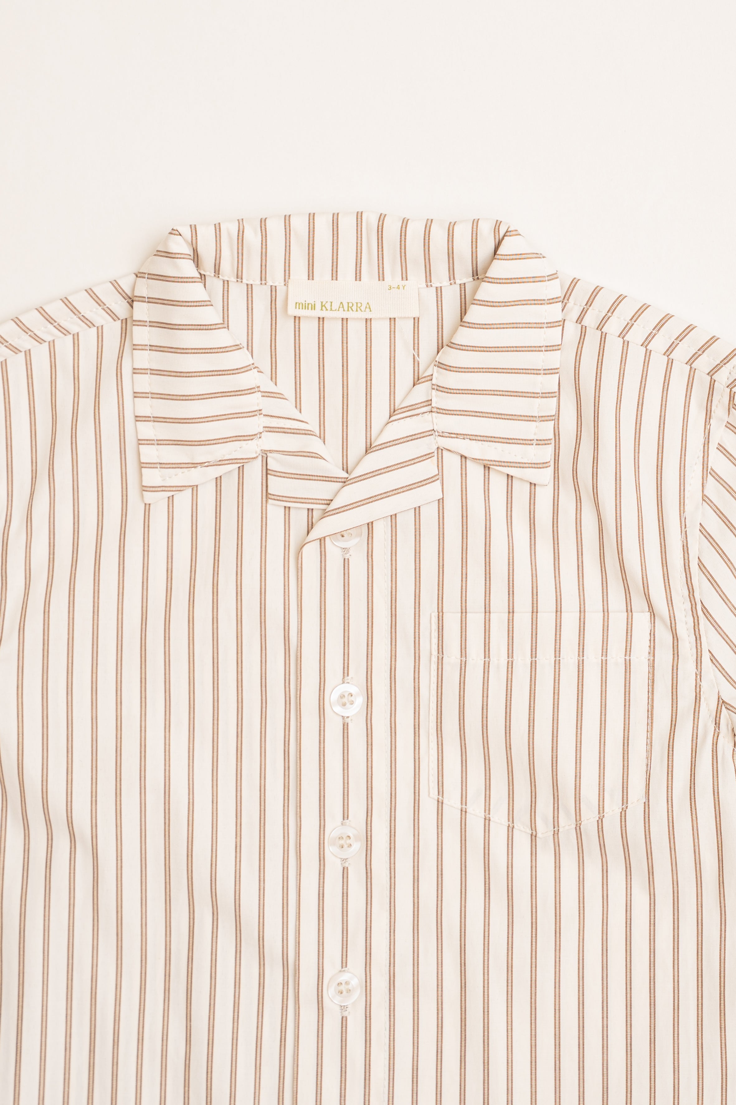Mini Short Sleeve Pocket Shirt in Tan Stripe