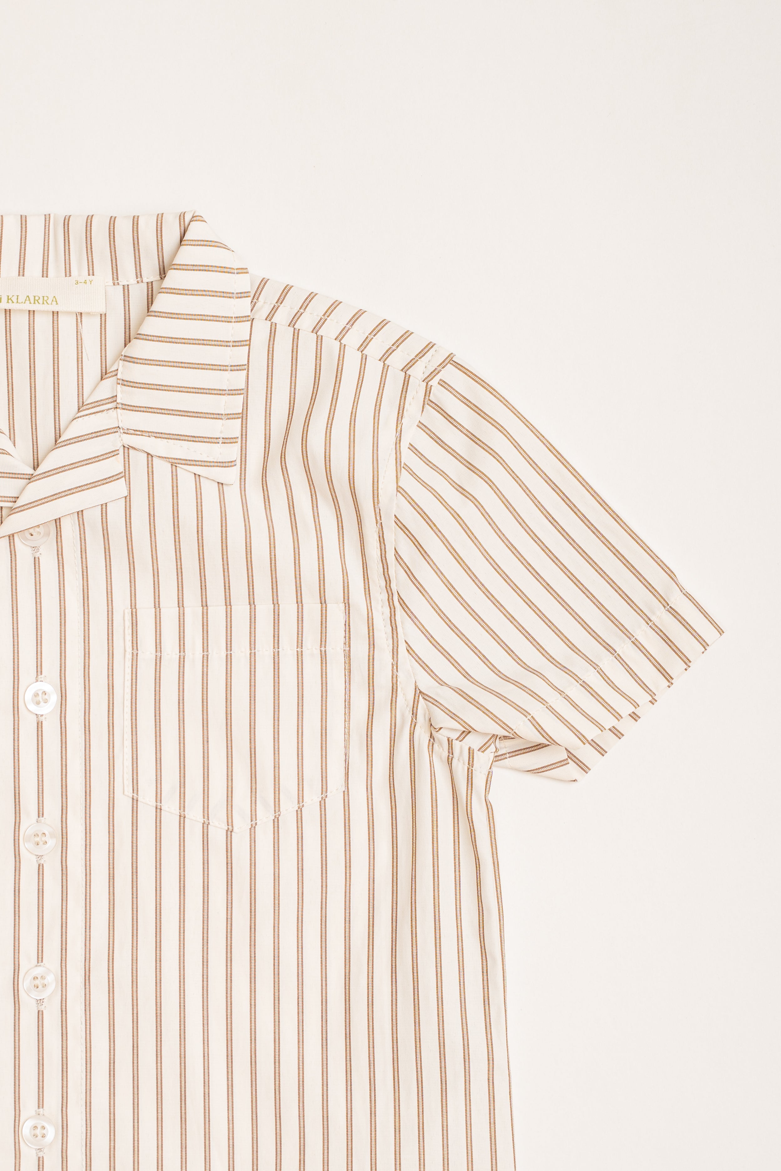 Mini Short Sleeve Pocket Shirt in Tan Stripe