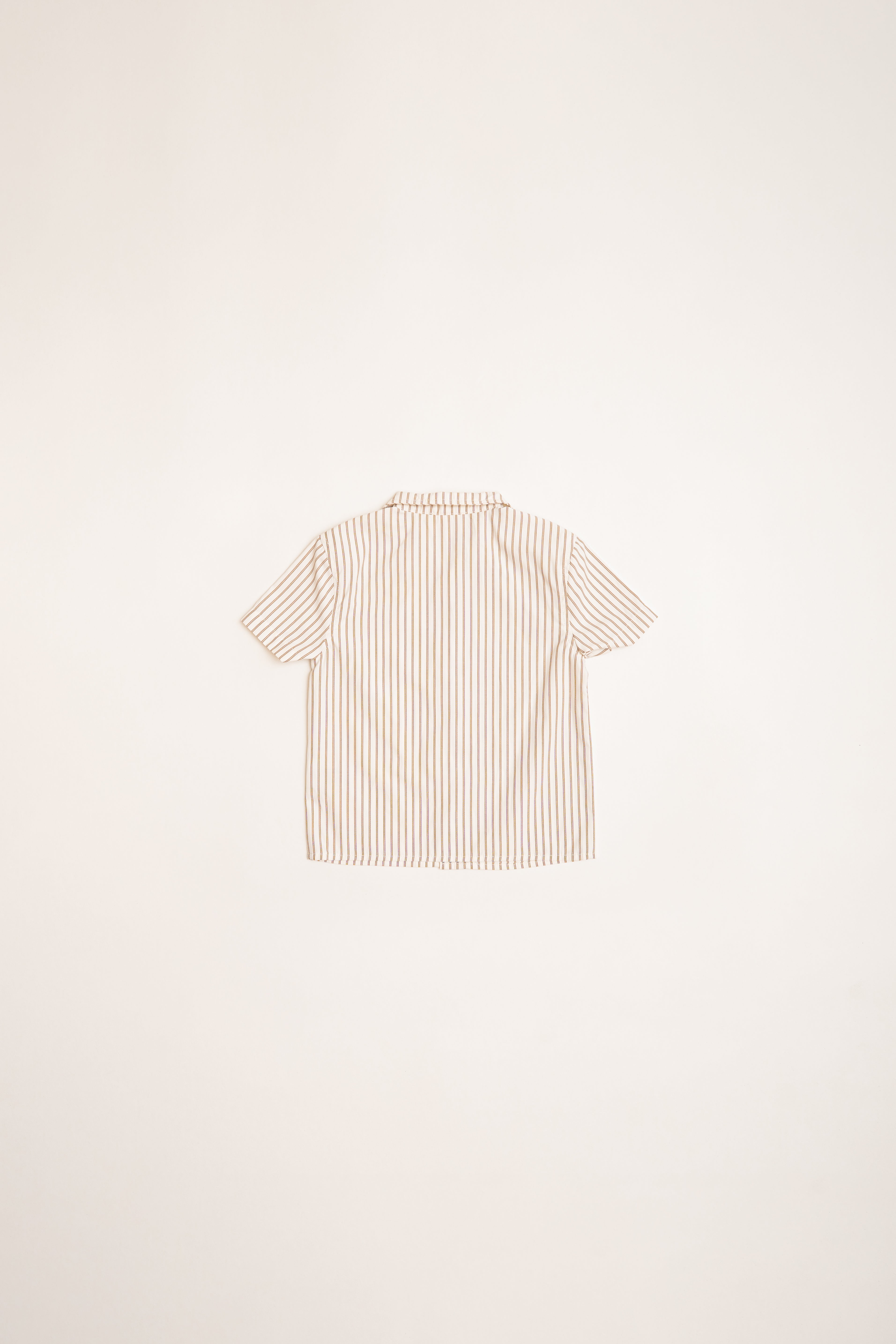 Mini Short Sleeve Pocket Shirt in Tan Stripe