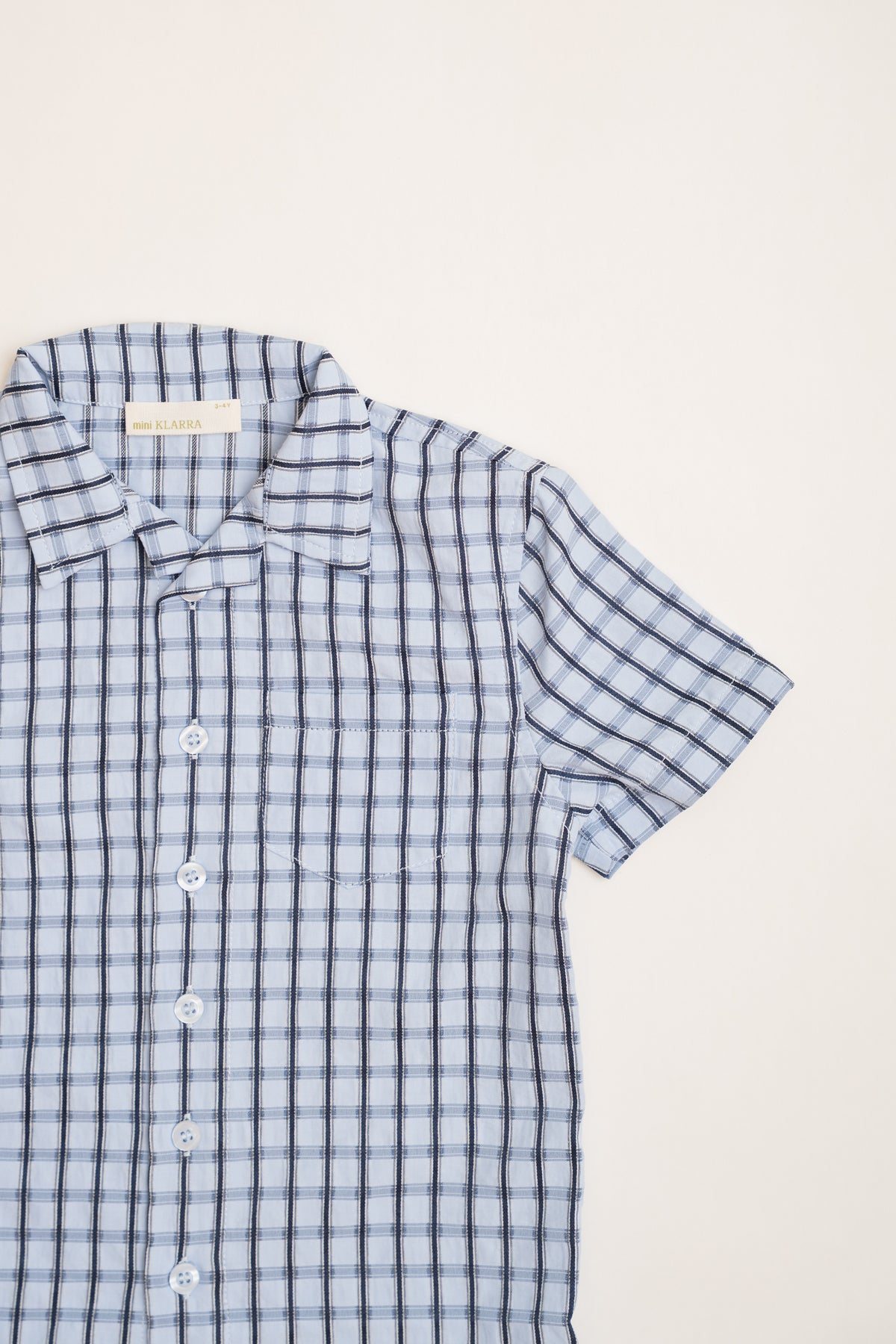 Mini Short Sleeve Pocket Shirt in Ocean Blue Gingham