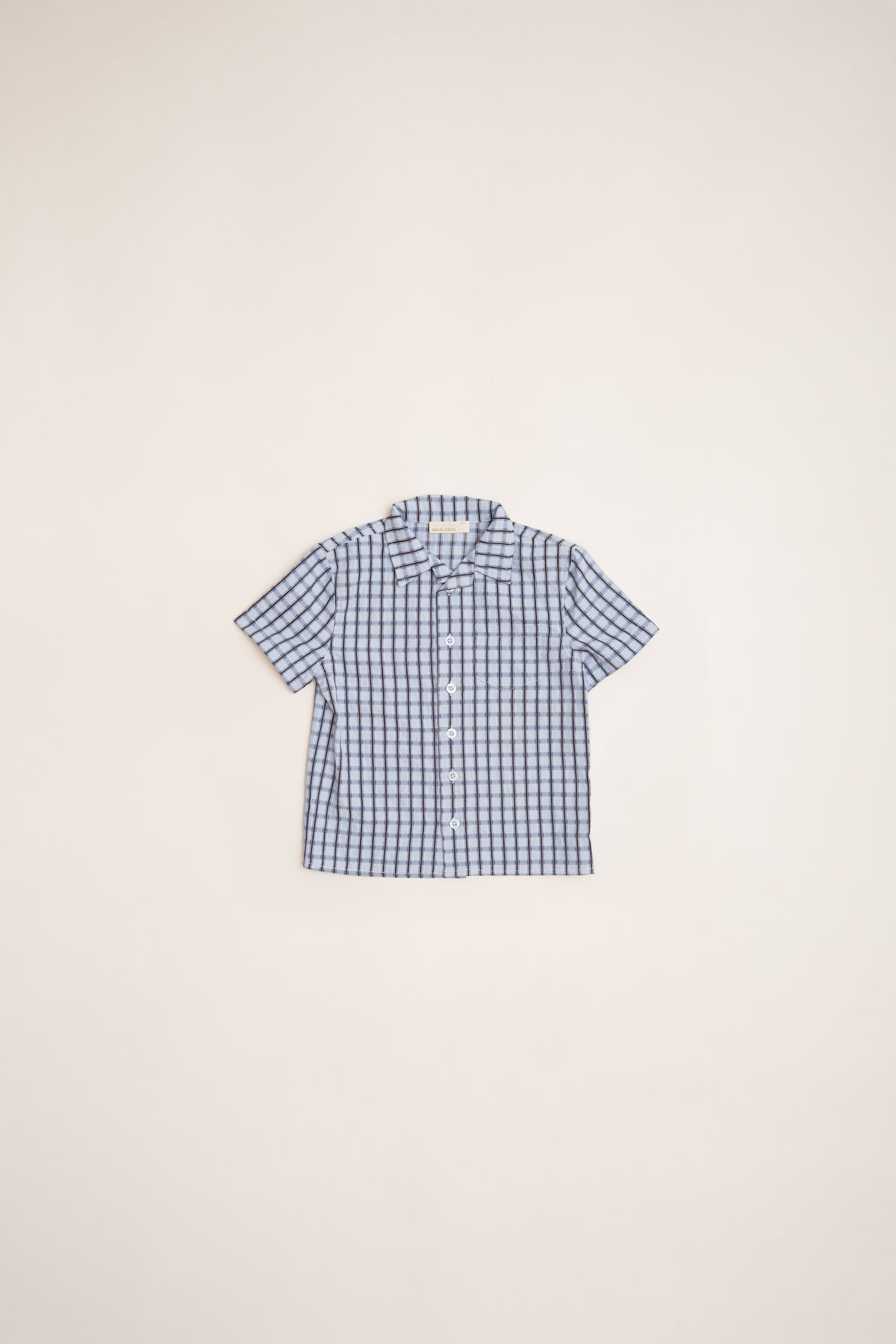 Mini Short Sleeve Pocket Shirt in Ocean Blue Gingham