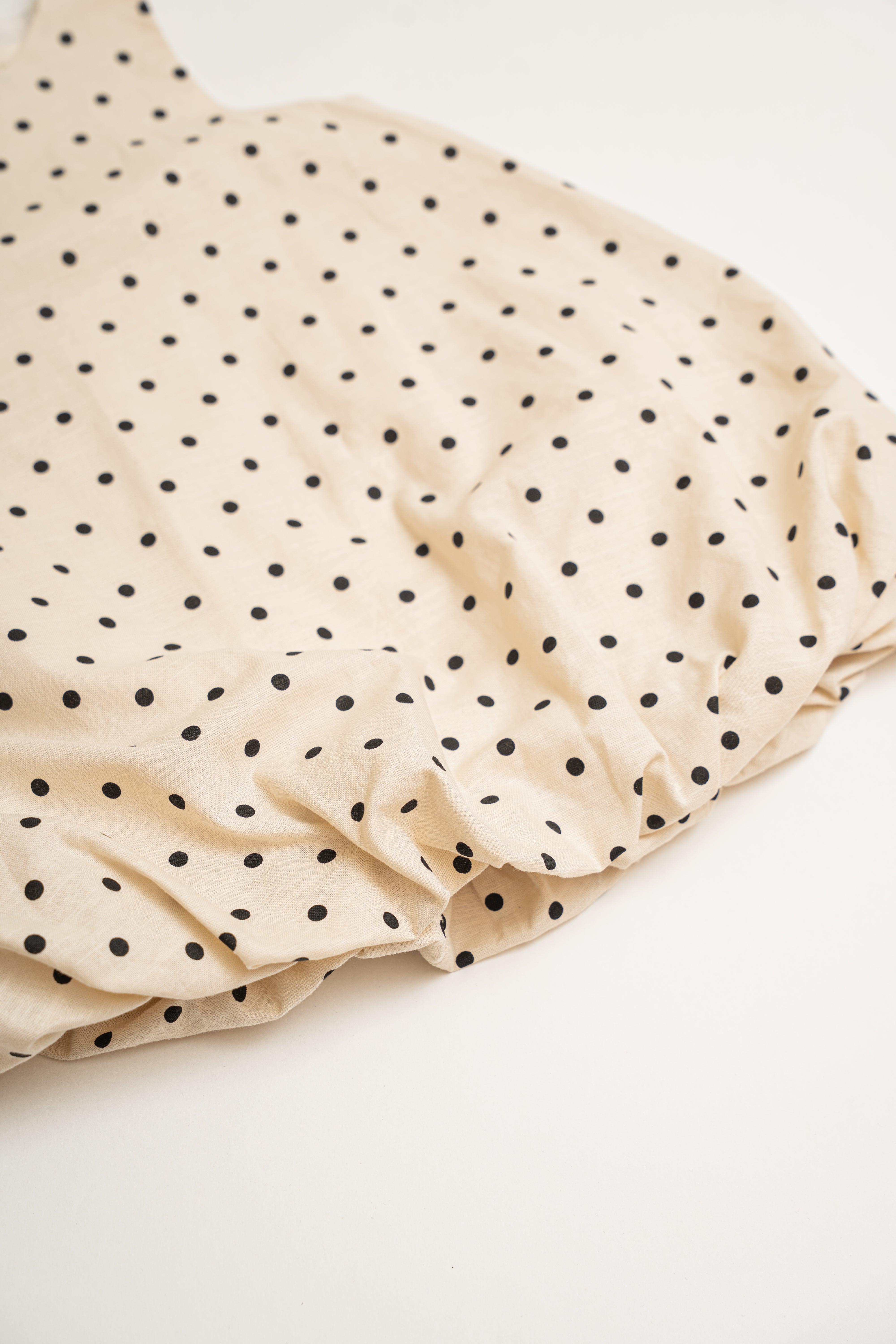 Mini Bubble Hem A-Line Dress in Polka Dot Ivory