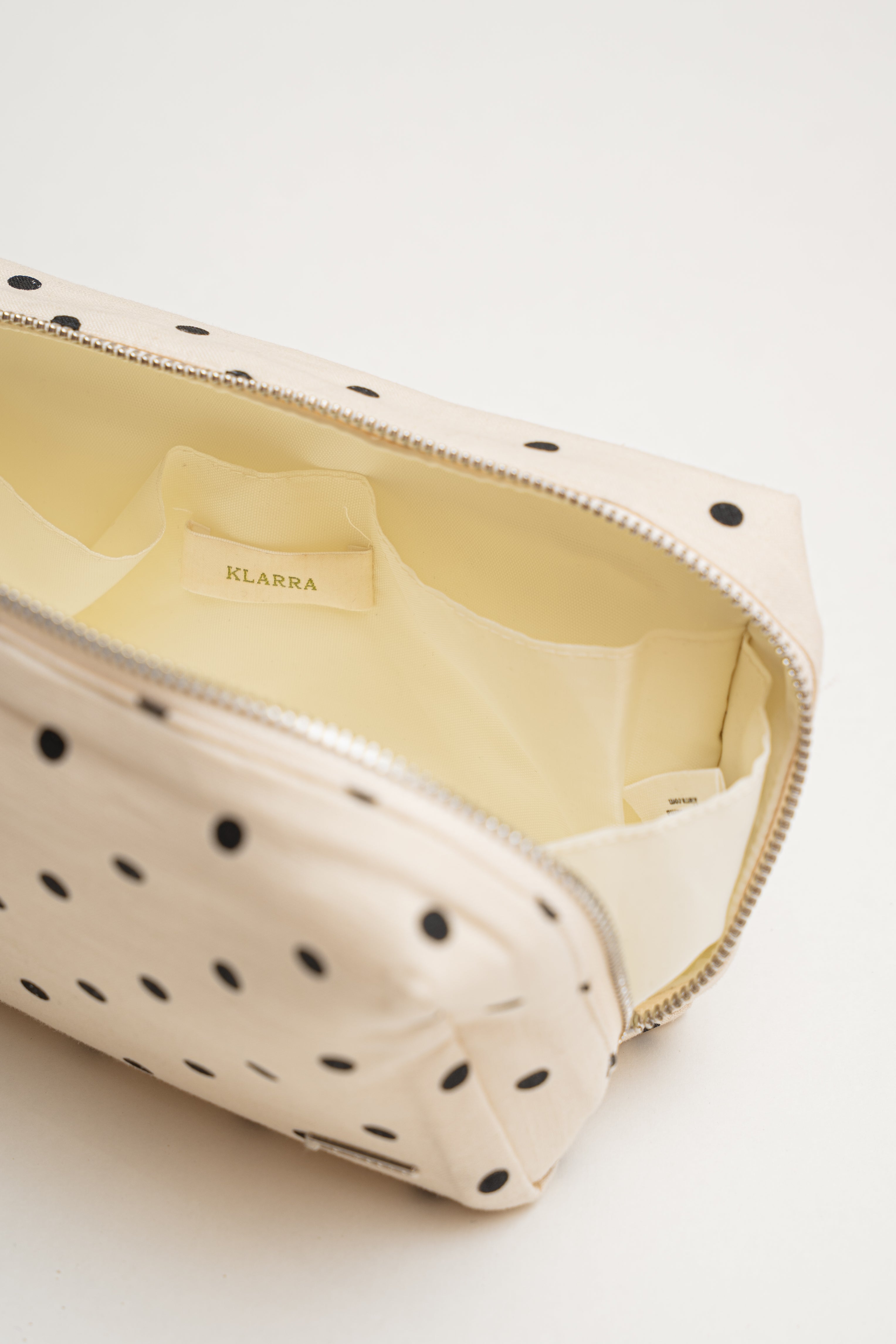 Pouch With Carrying Strap in Polka Dot Ivory