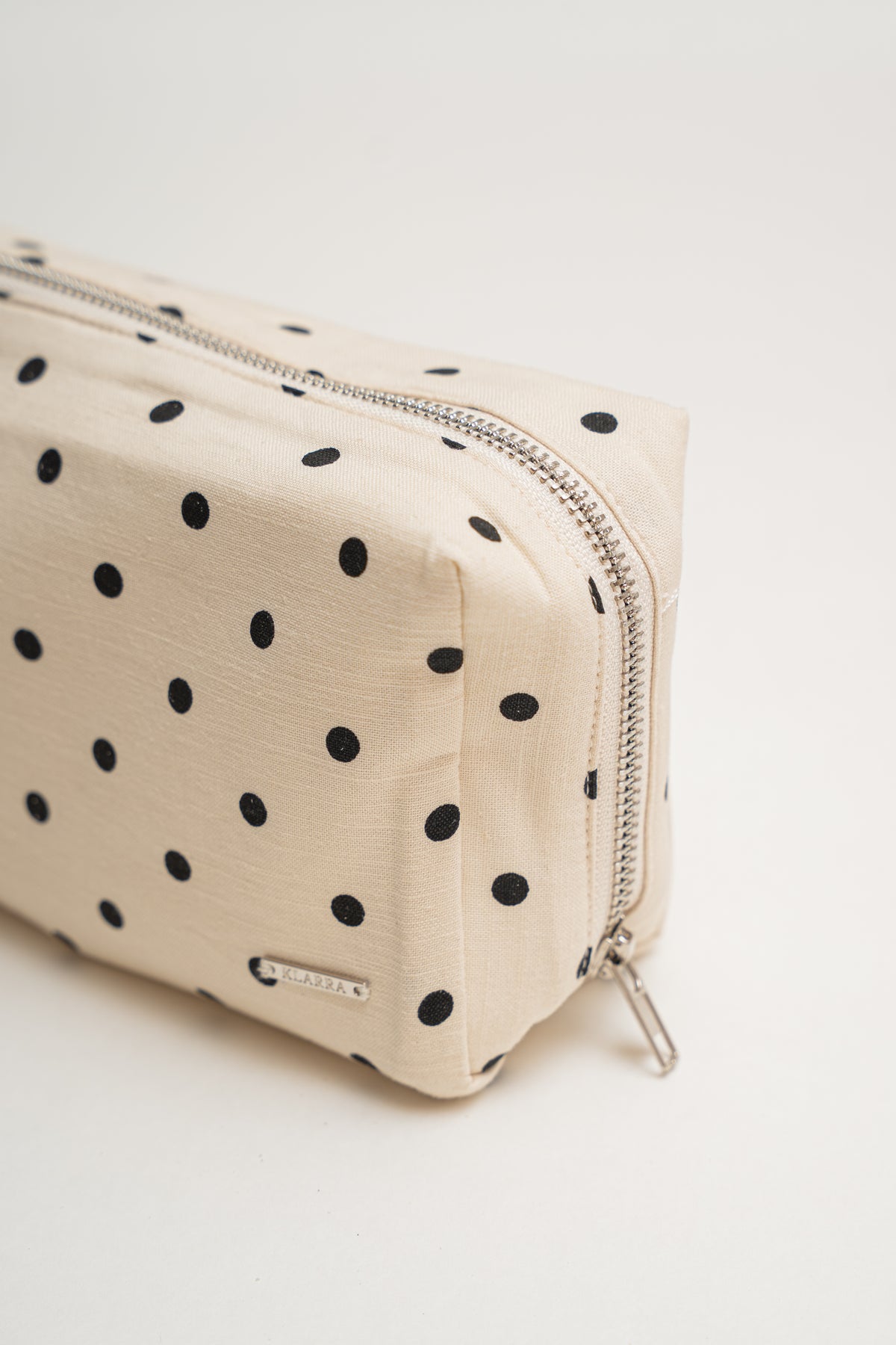 Pouch With Carrying Strap in Polka Dot Ivory