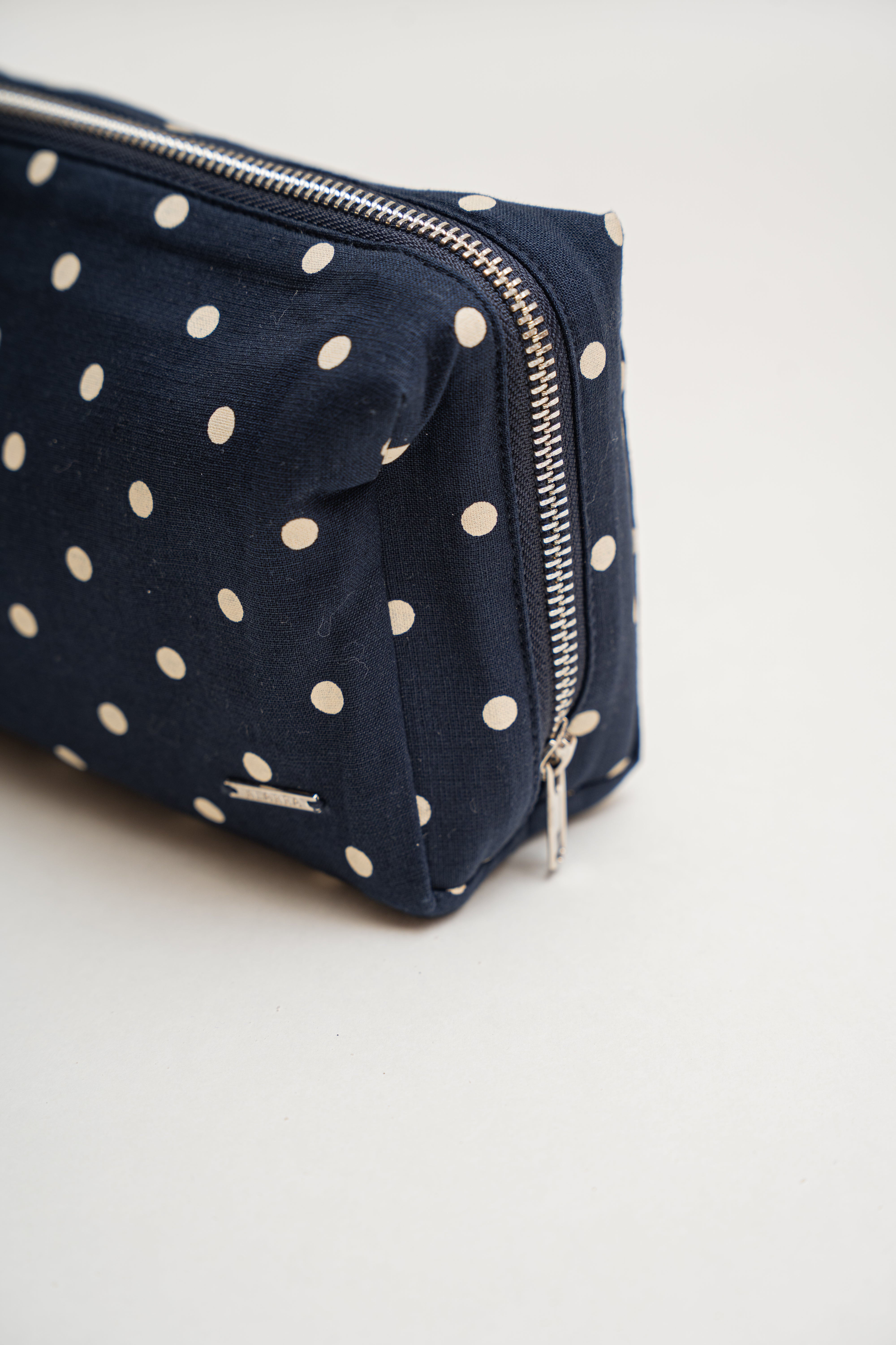 Pouch With Carrying Strap in Polka Dot Navy